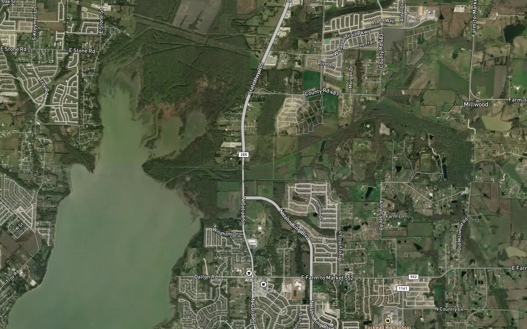 Satellite map of the Bear Creek