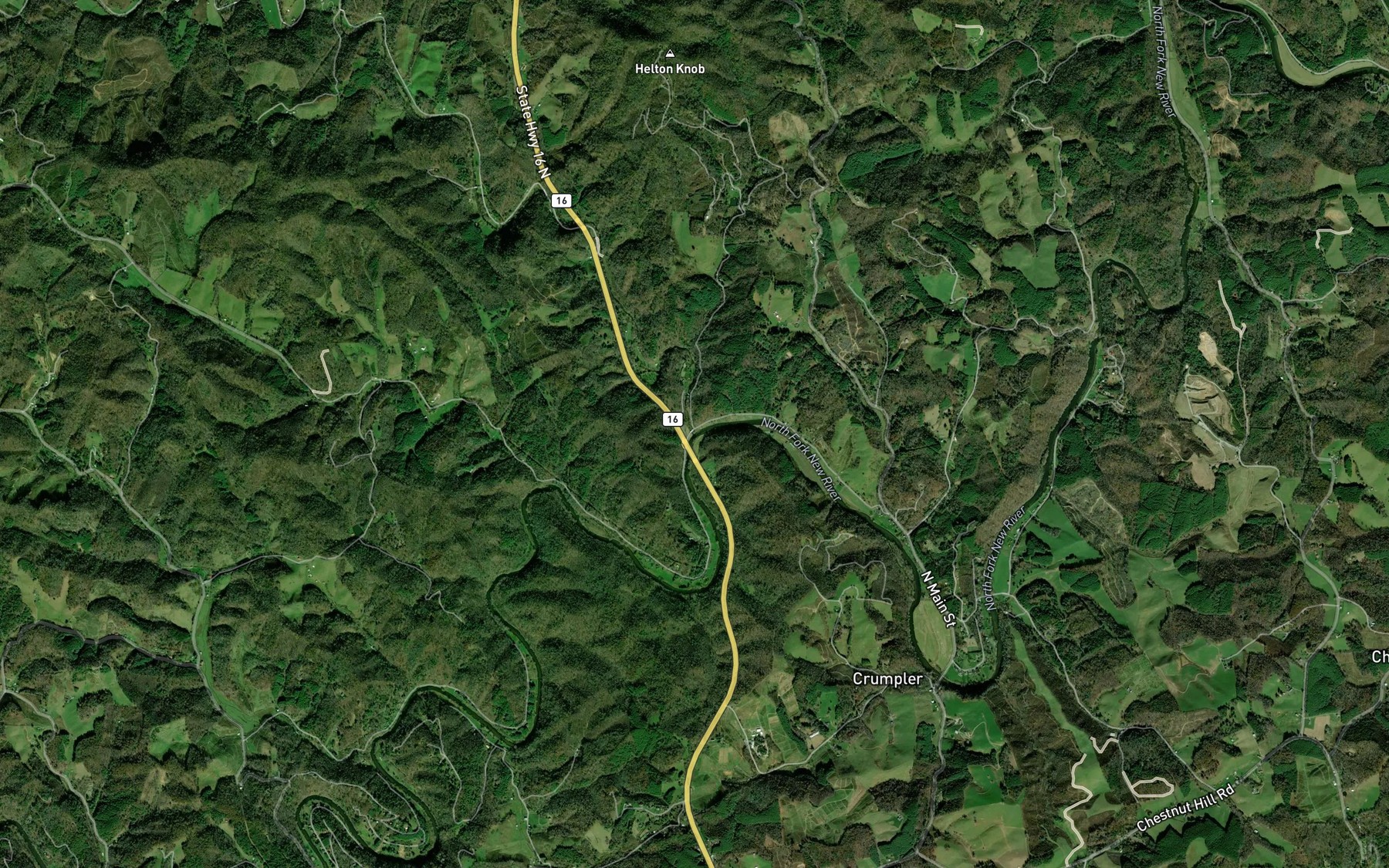 Satellite map of the Helton Creek