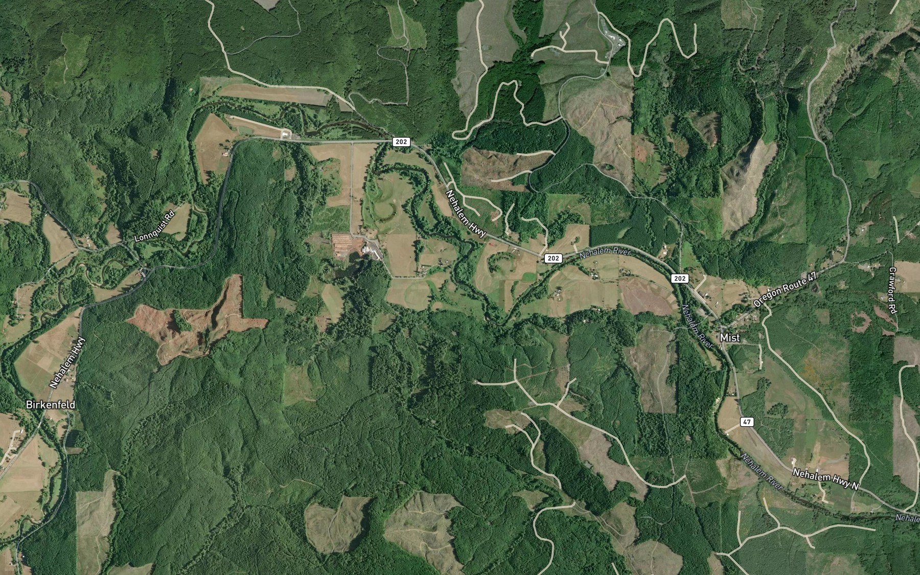 Satellite map of the Calvin Creek