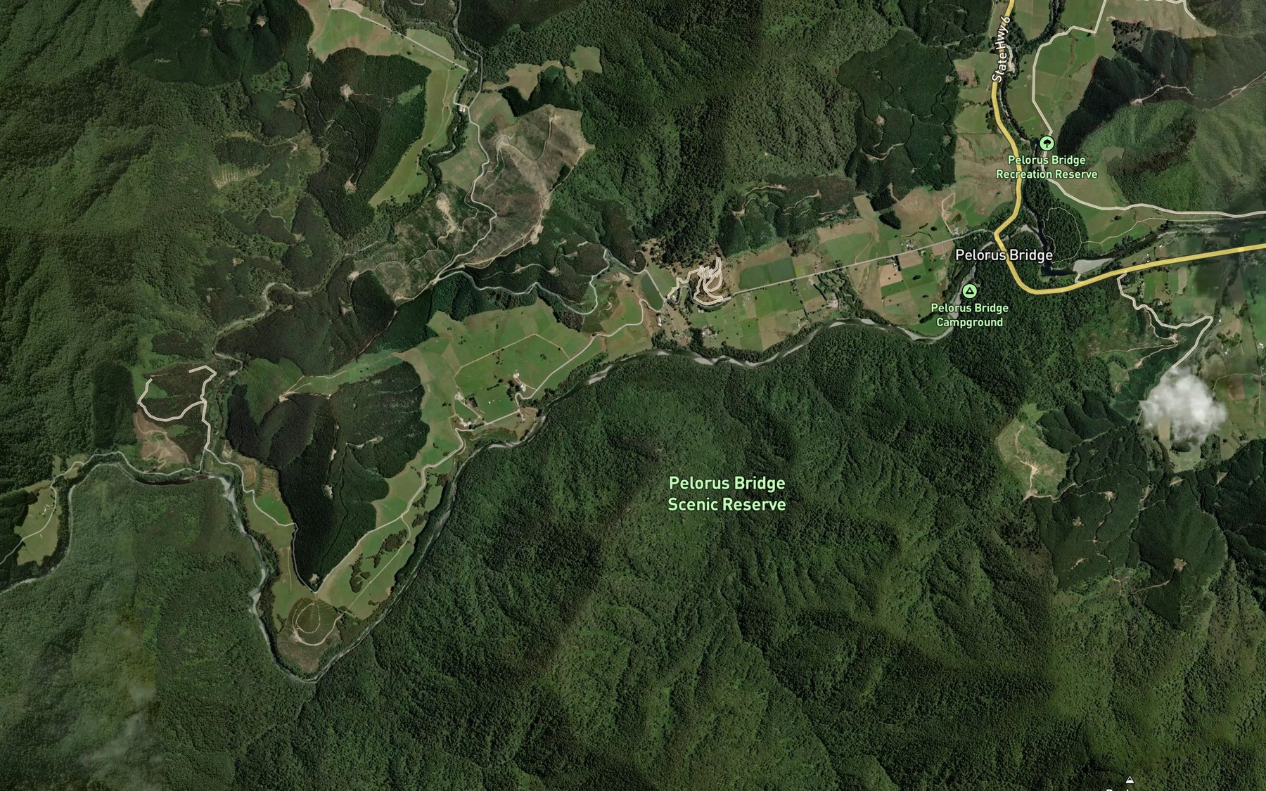 Satellite map of the Bryants Stream