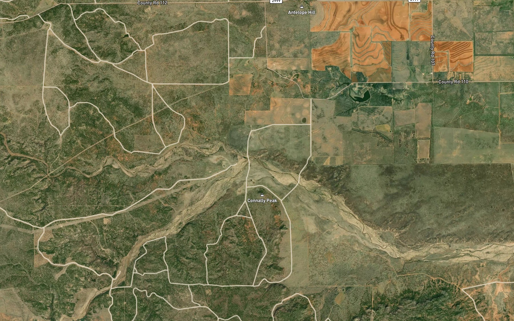 Satellite map of the Boggy Creek