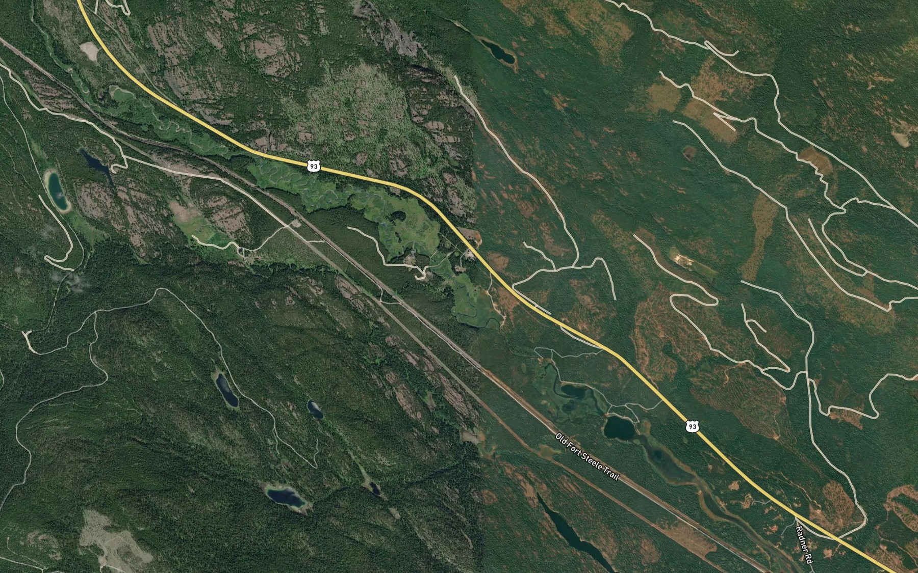 Satellite map of the Sunday Creek