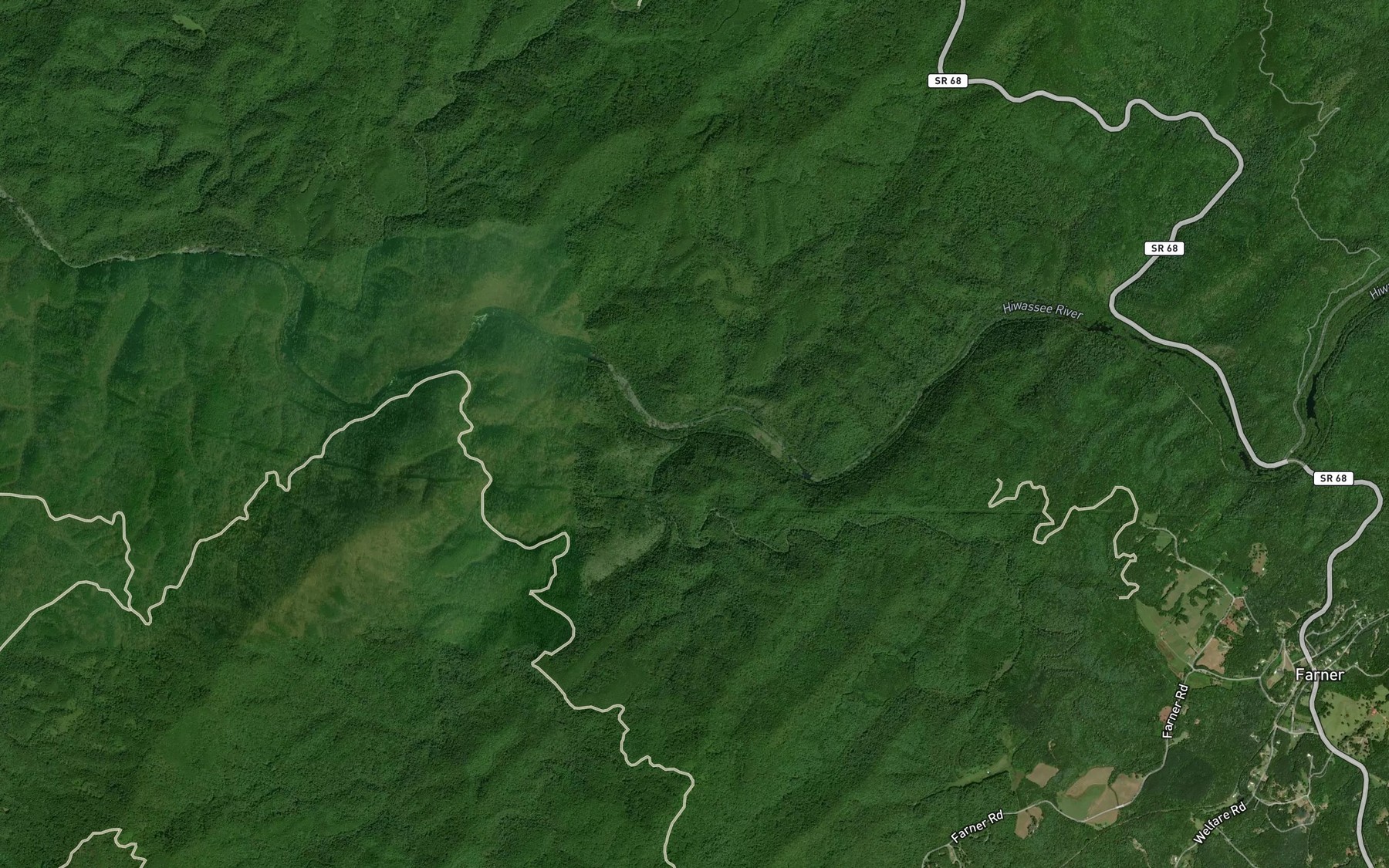 Satellite map of the Turtletown Creek