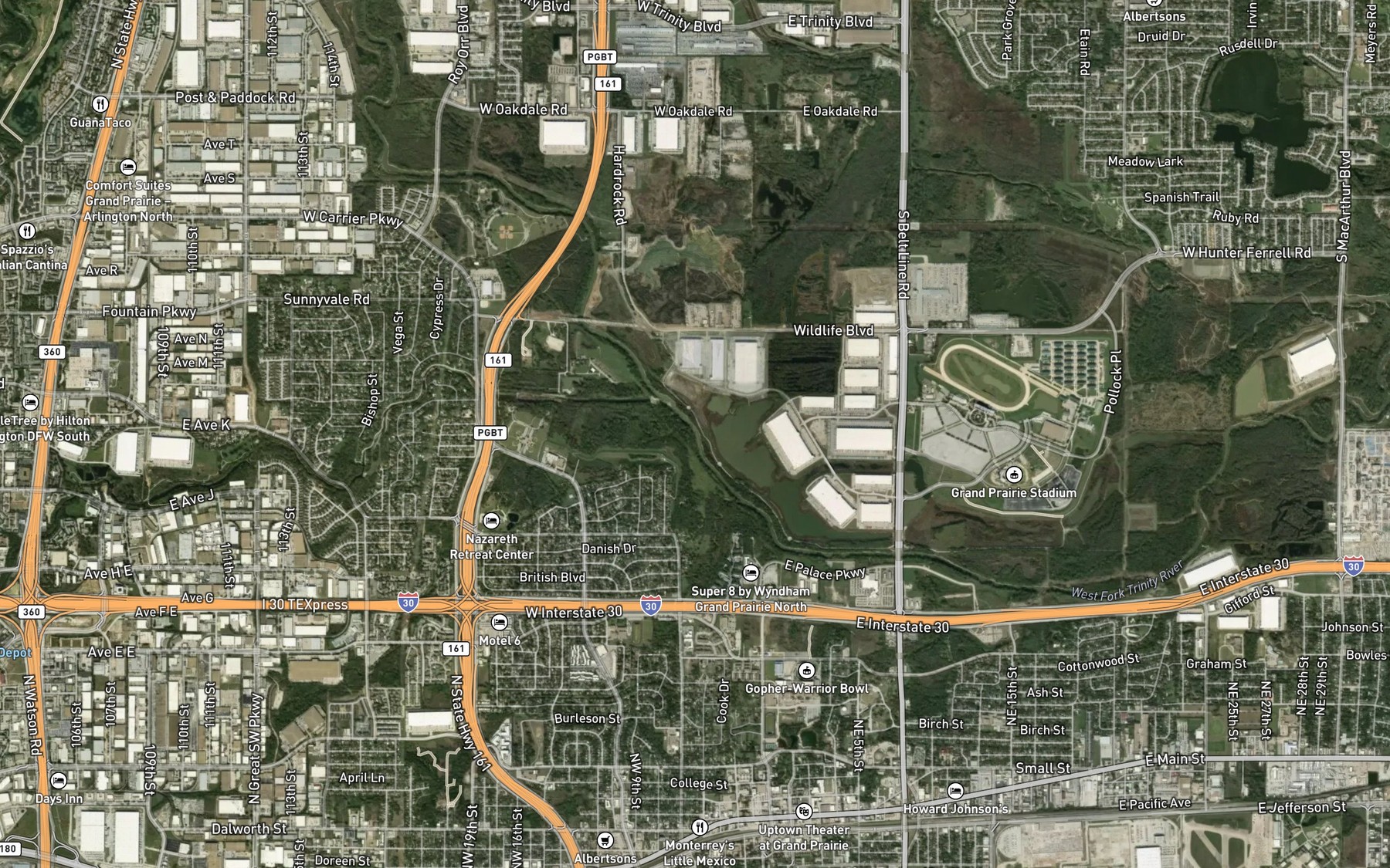 Satellite map of the Johnson Creek