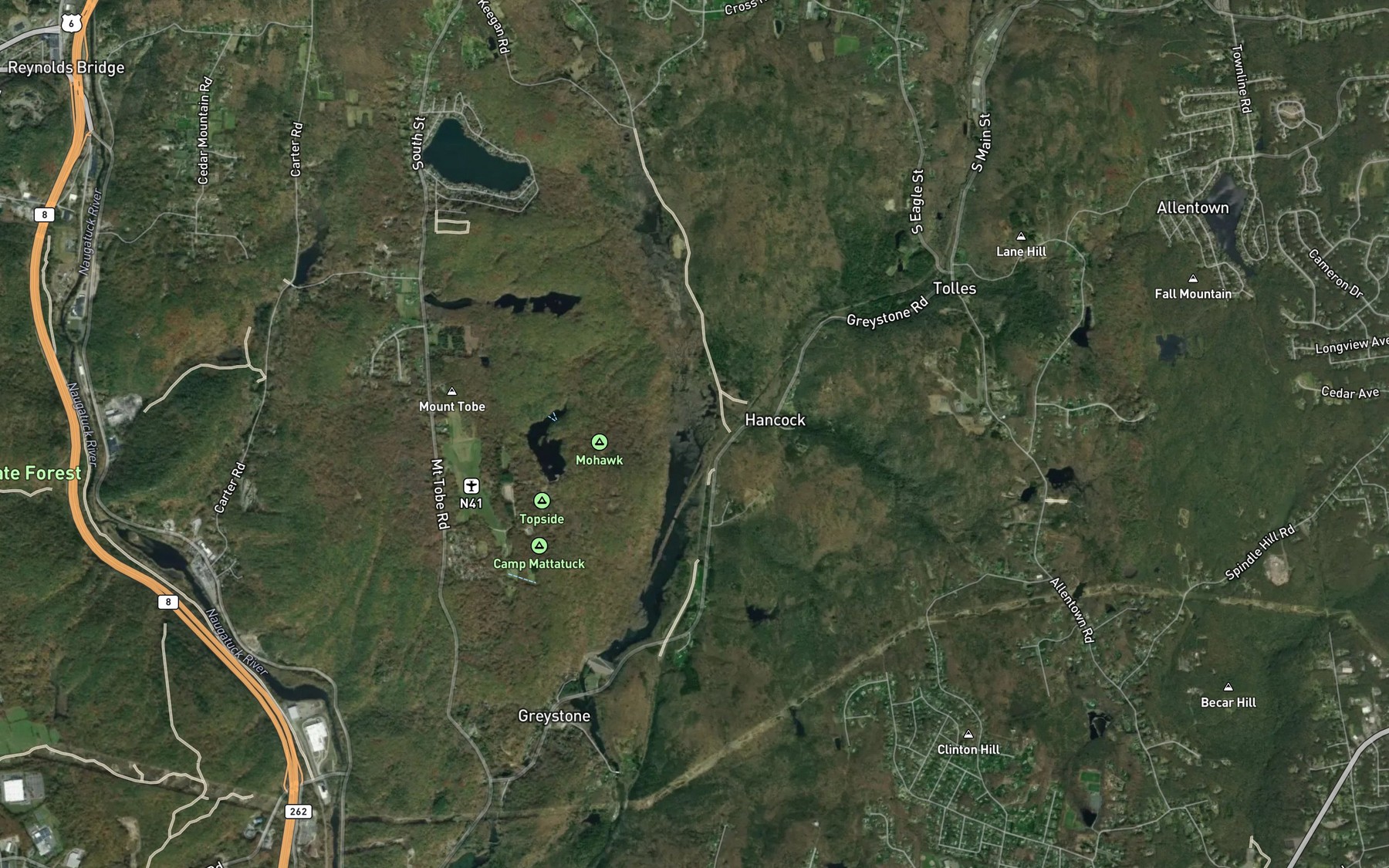 Satellite map of the Todd Hollow Brook