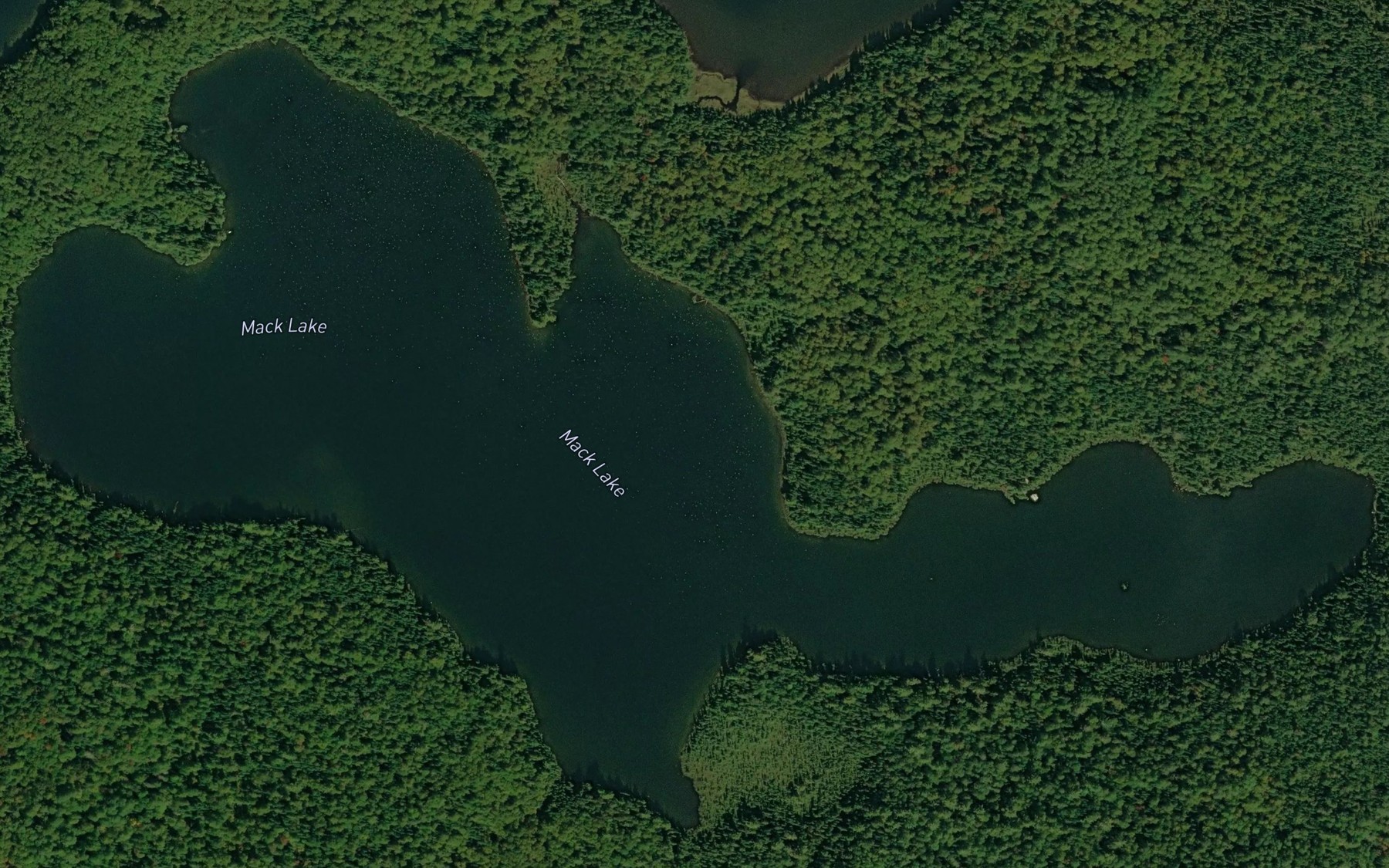Satellite map of the Mack Lake