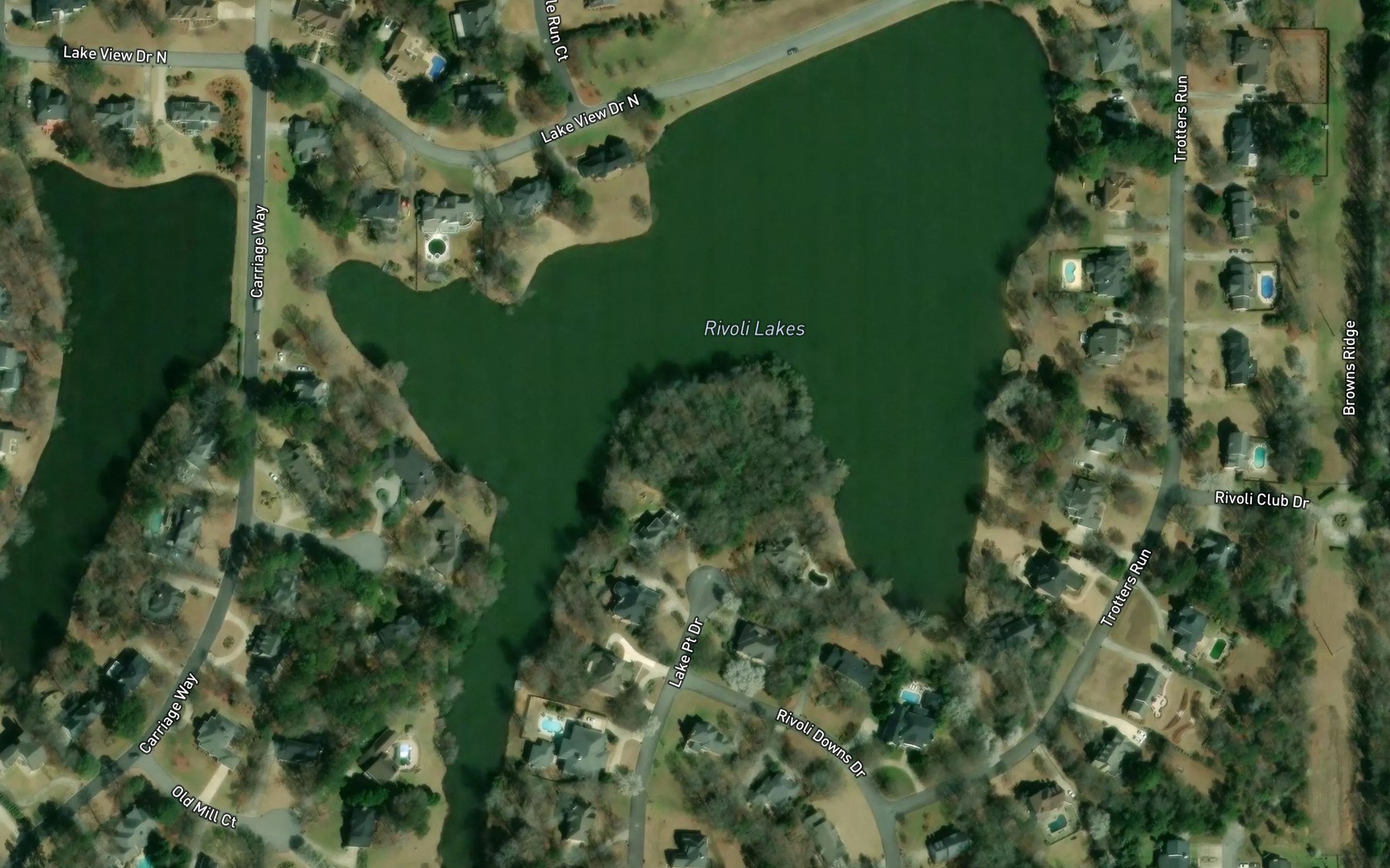 Satellite map of the Rivoli Lakes