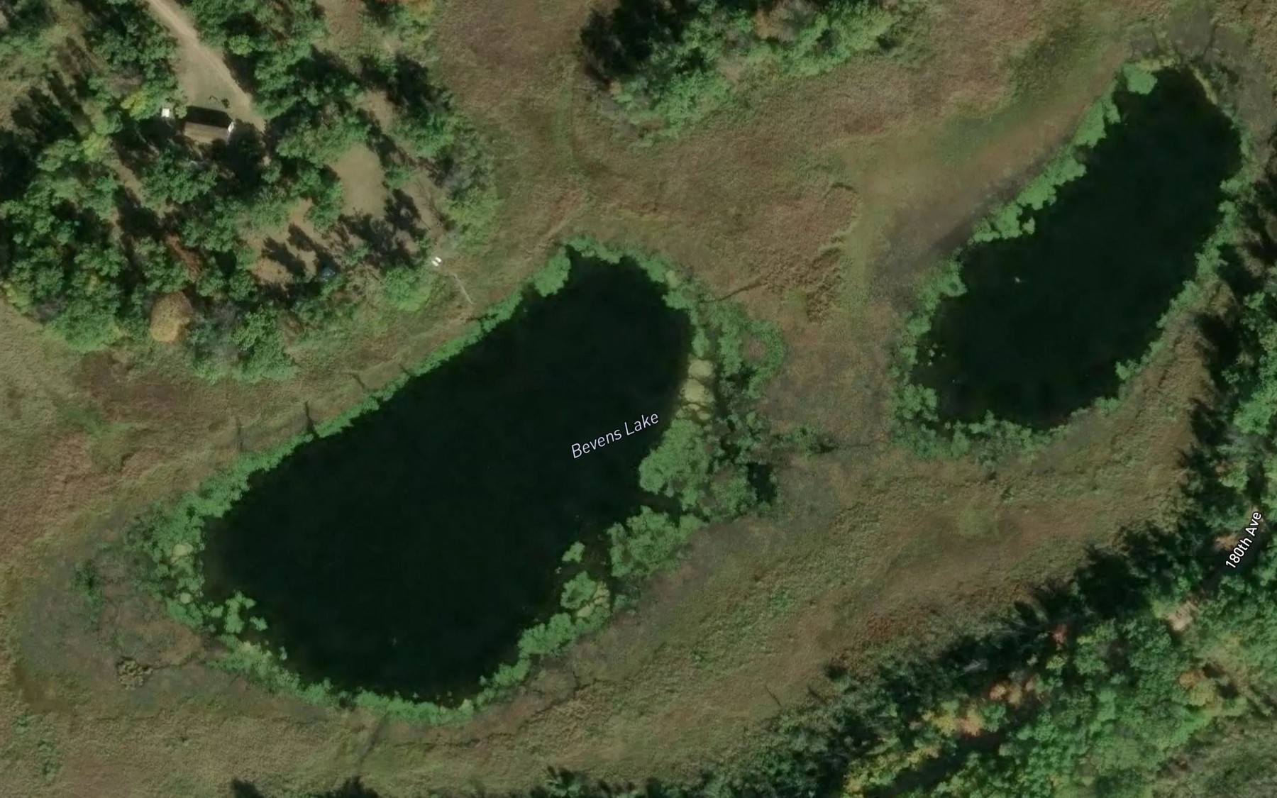Satellite map of the Bevens Lake