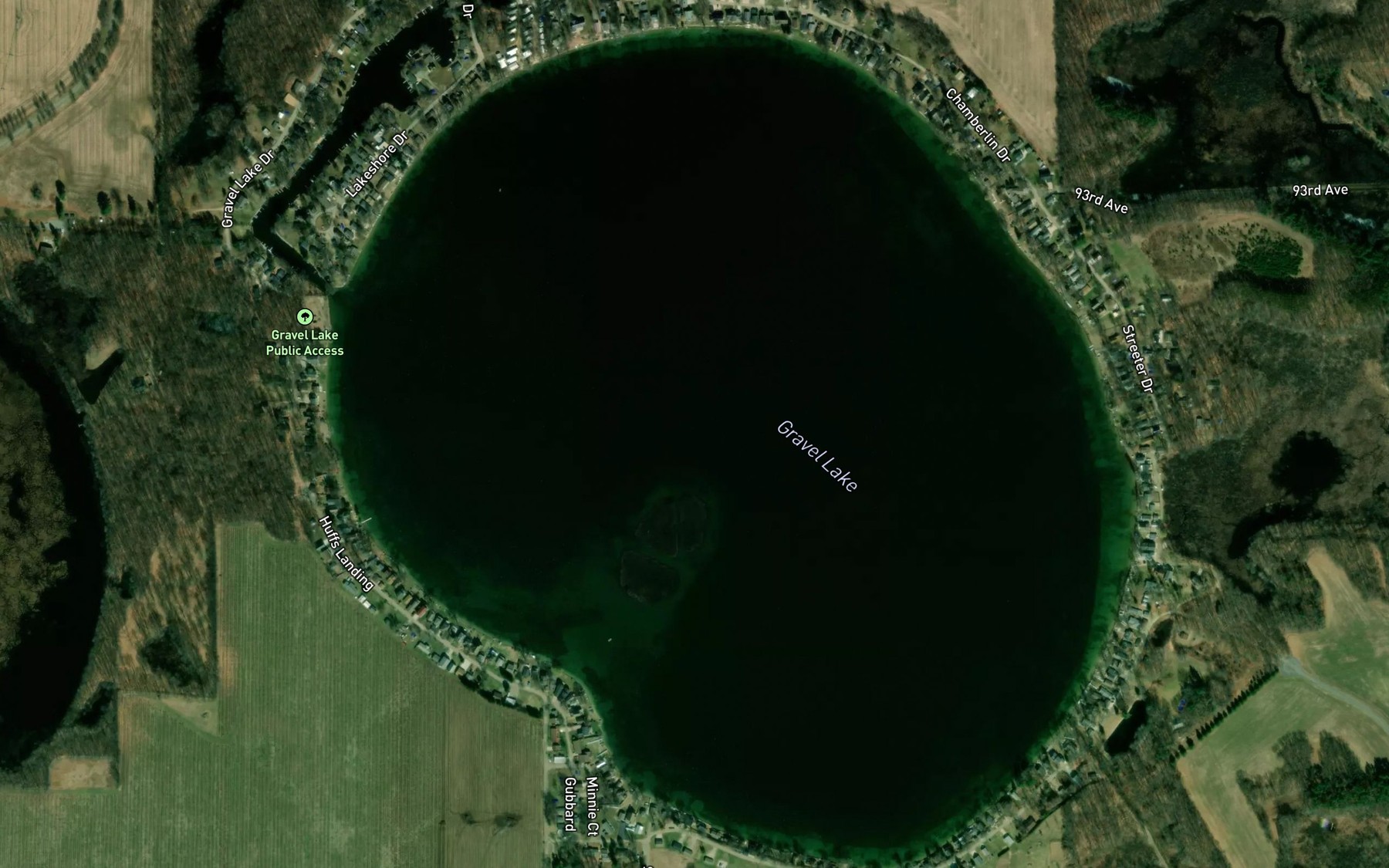 Satellite map of the Gravel Lake