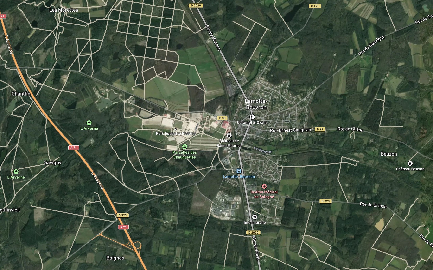 Satellite map of the Ruisseau d'Azeniere