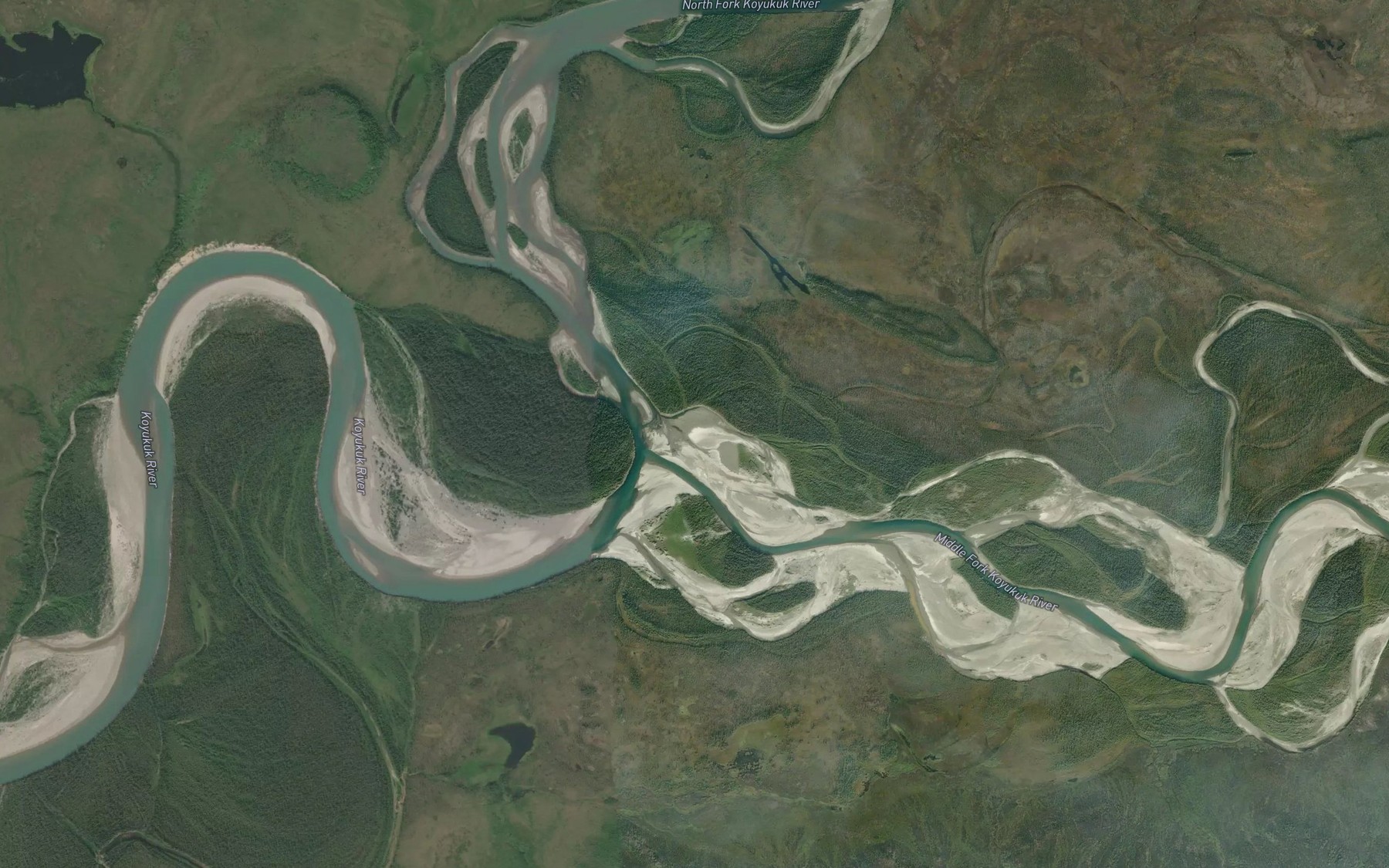 Satellite map of the North Fork Koyukuk River