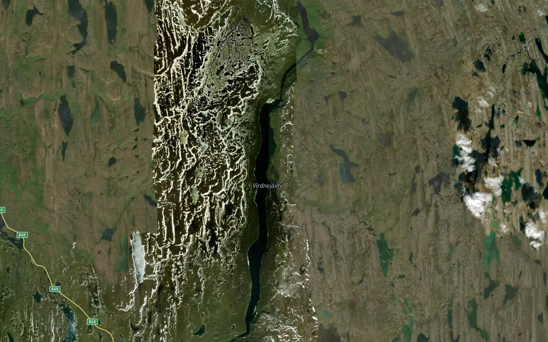 Satellite map of the Virdnejavri