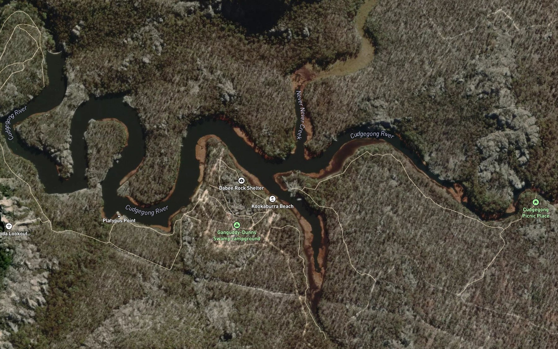 Satellite map of the Cudgegong River