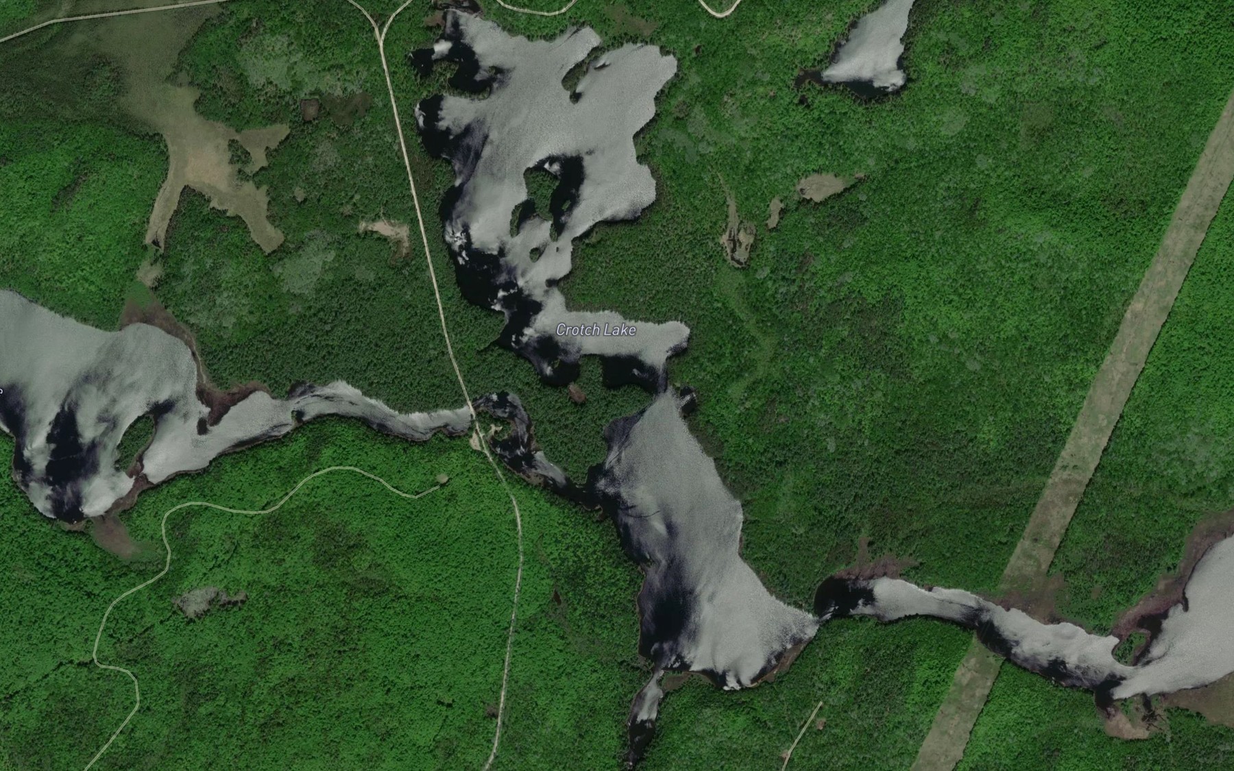 Satellite map of the Crotch Lake