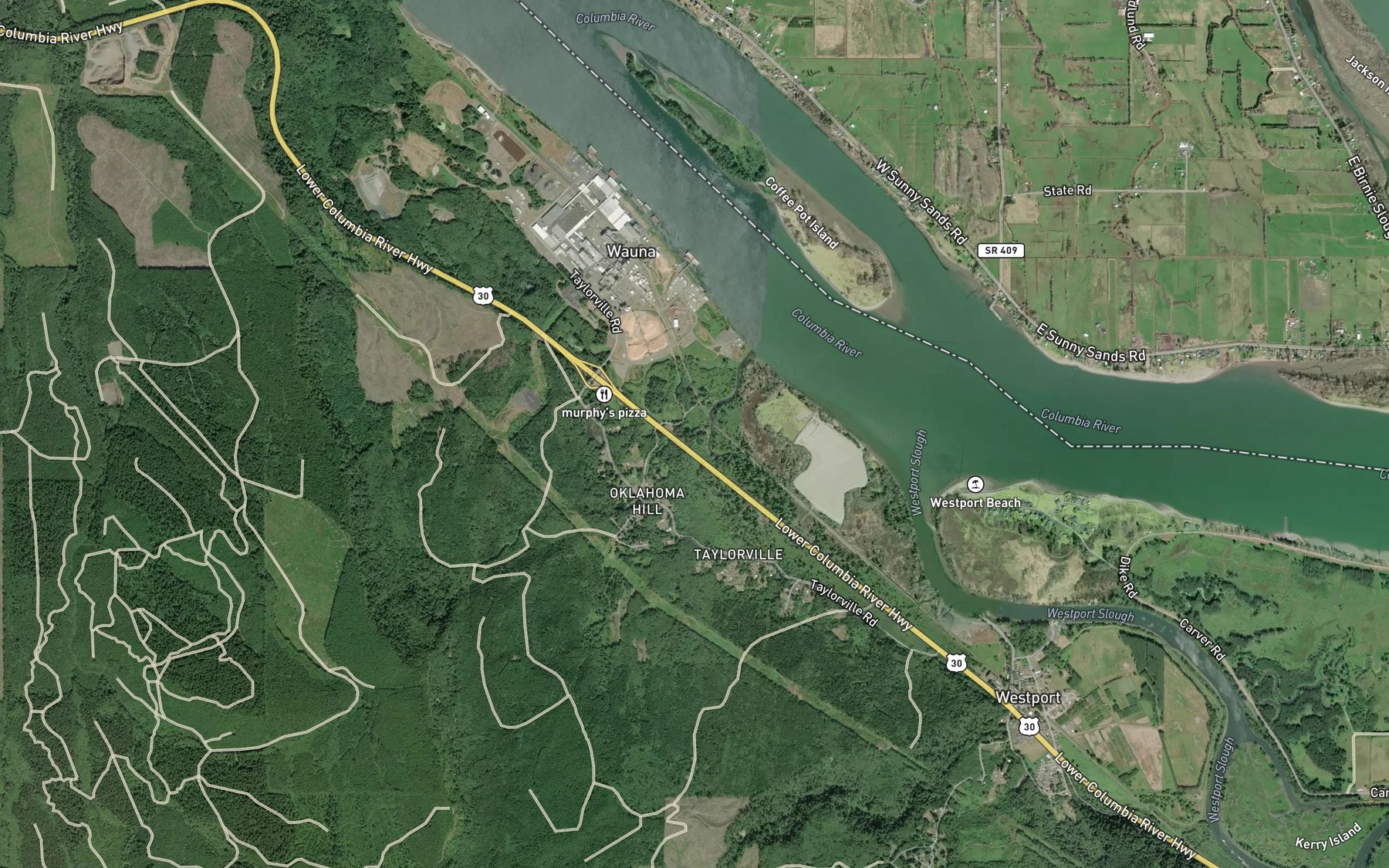 Satellite map of the Hanson Slough