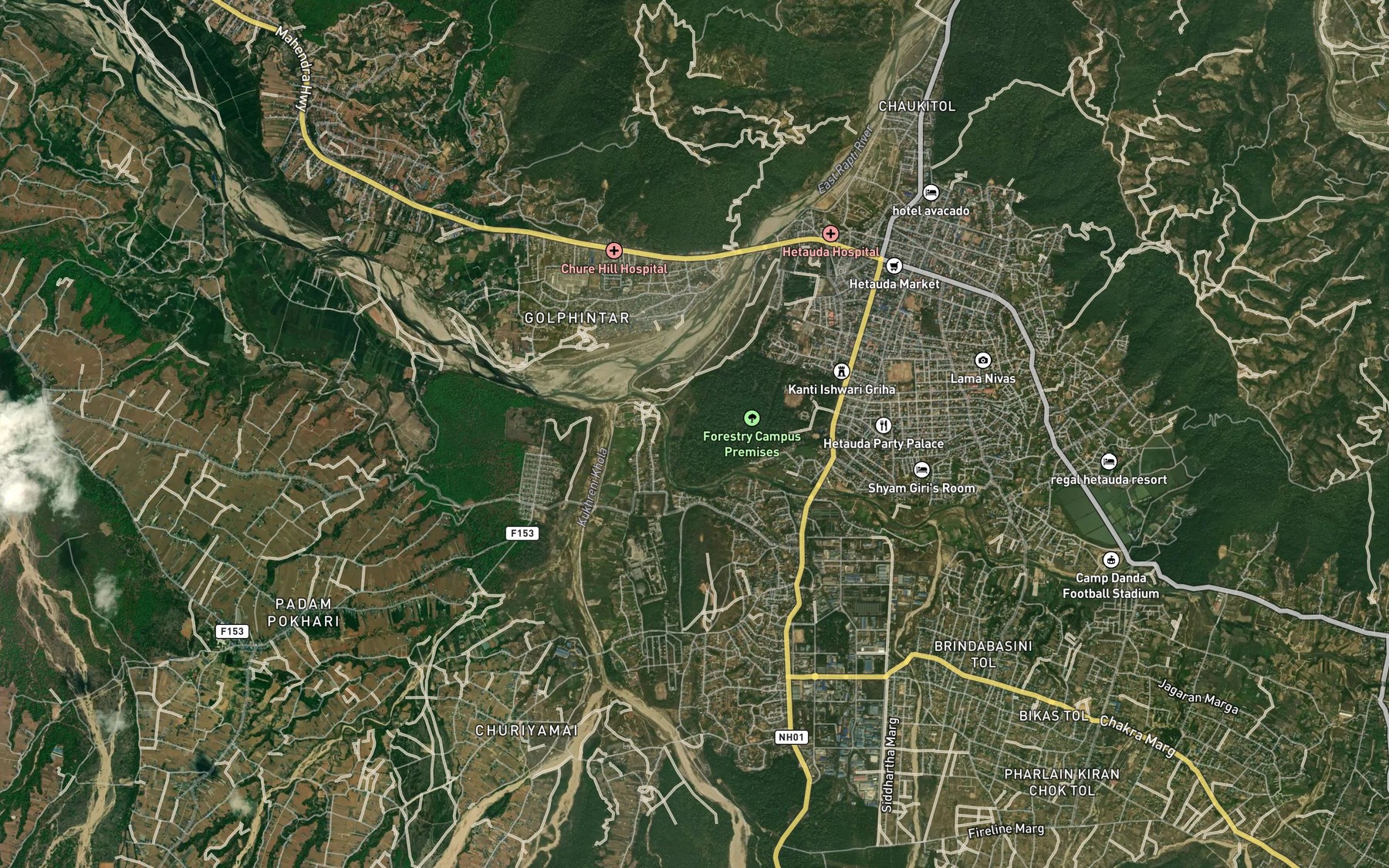 Satellite map of the Karra Khola