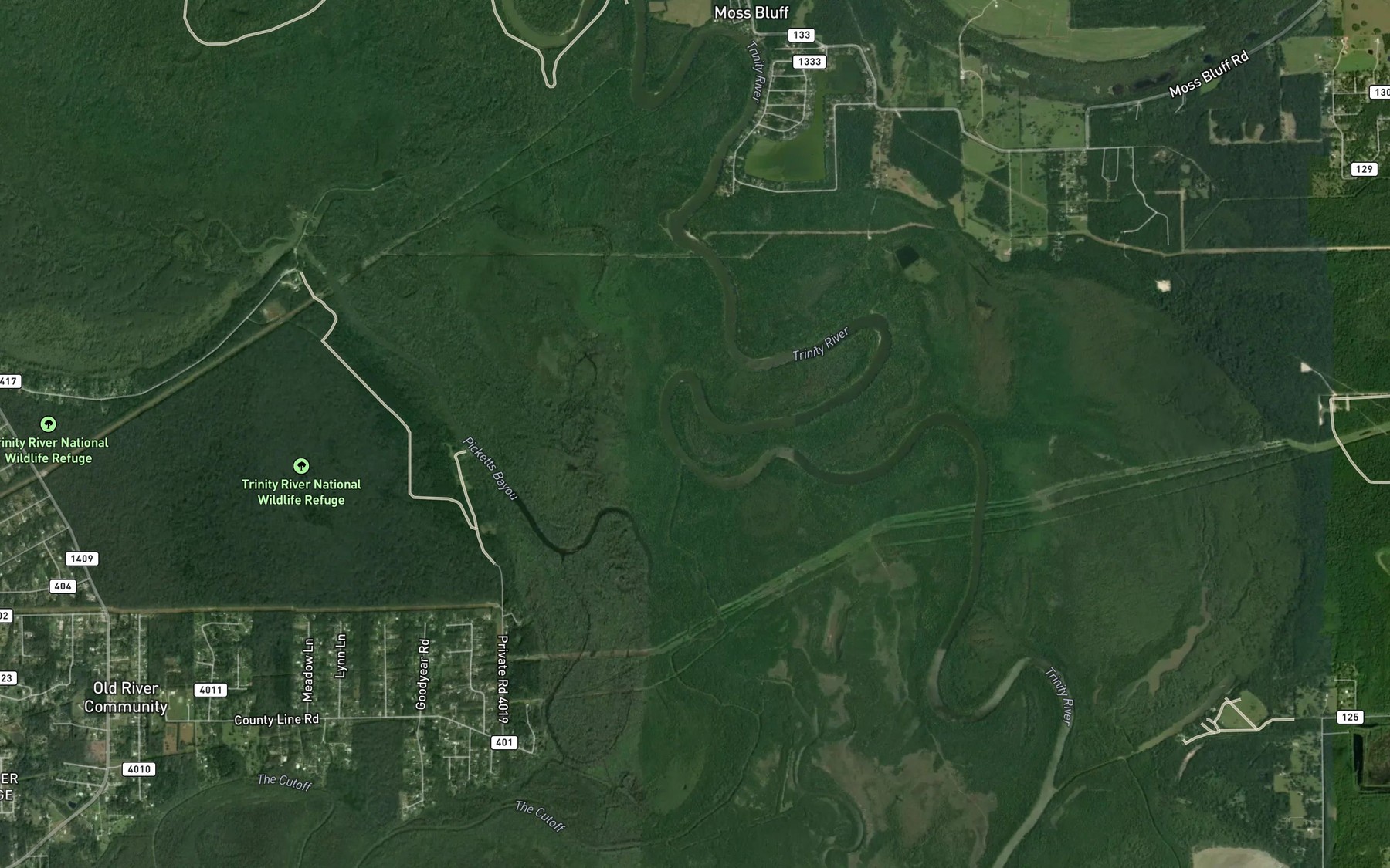 Satellite map of the Marks Bend