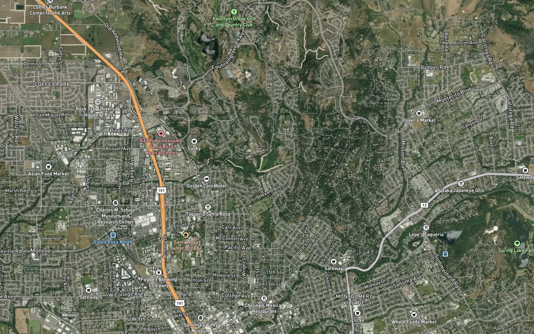 Satellite map of the Pine Creek Reservoir