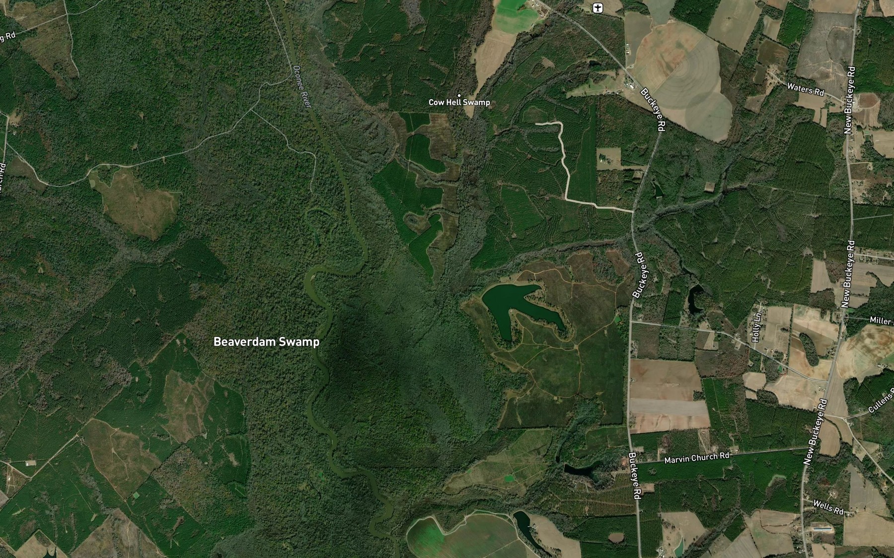 Satellite map of the Kellams Creek