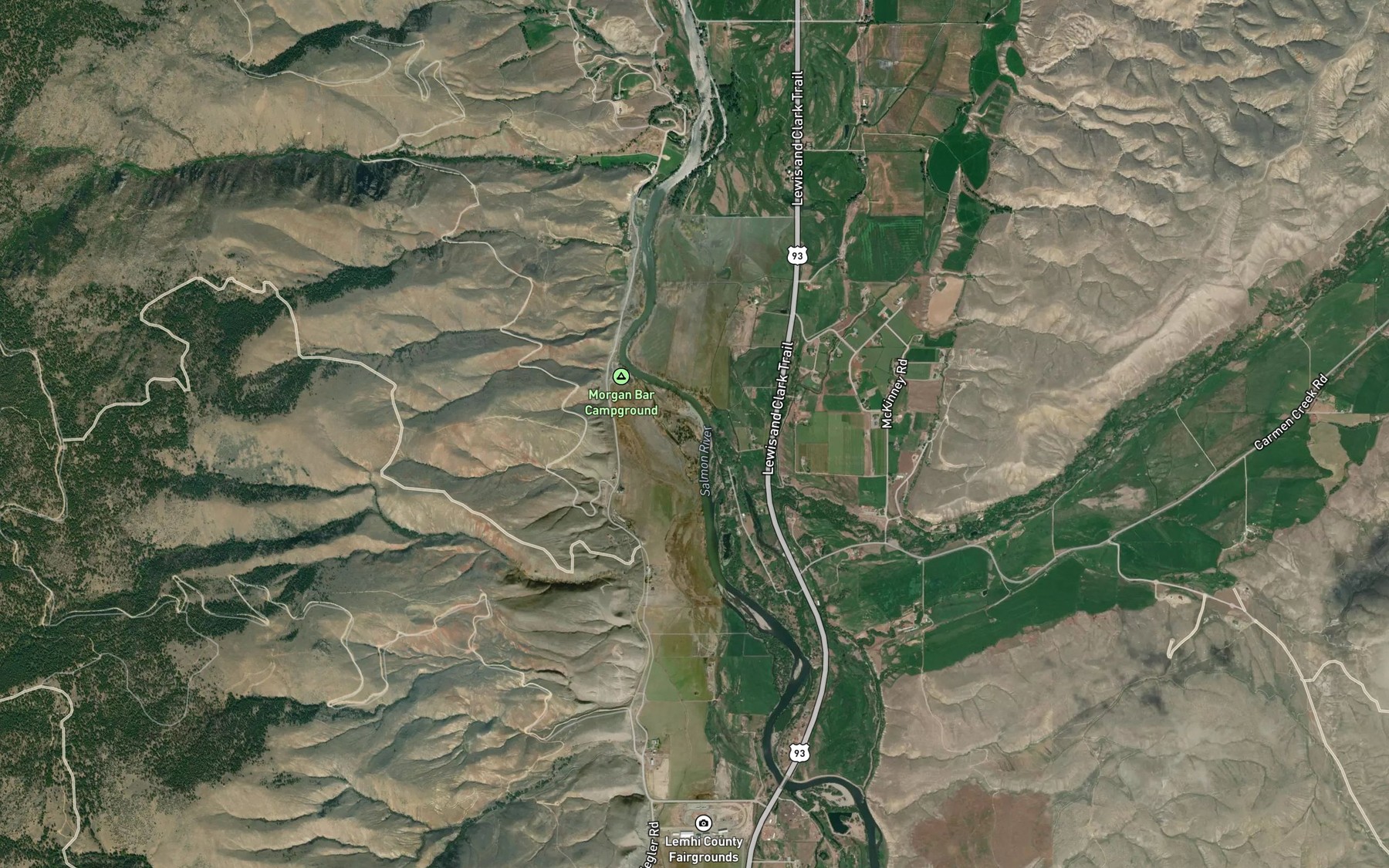 Satellite map of the Carmen Creek