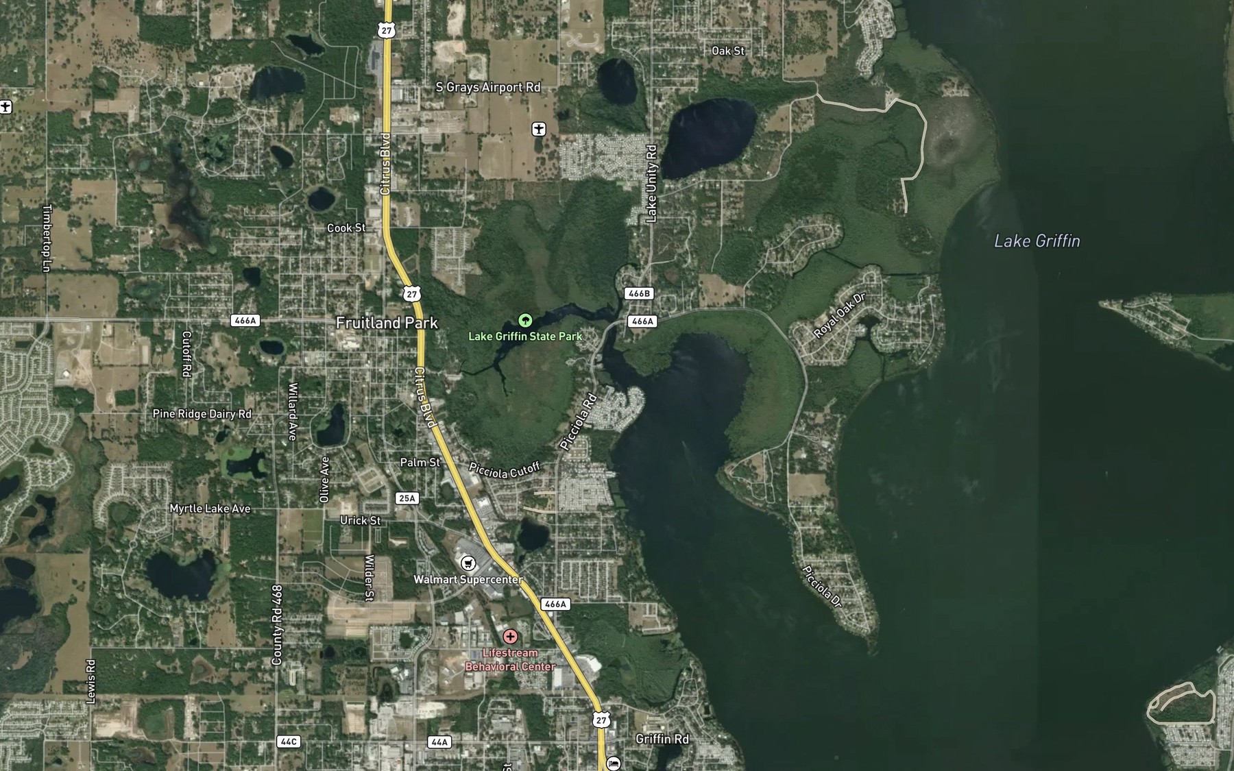 Satellite map of the Harbor Oaks