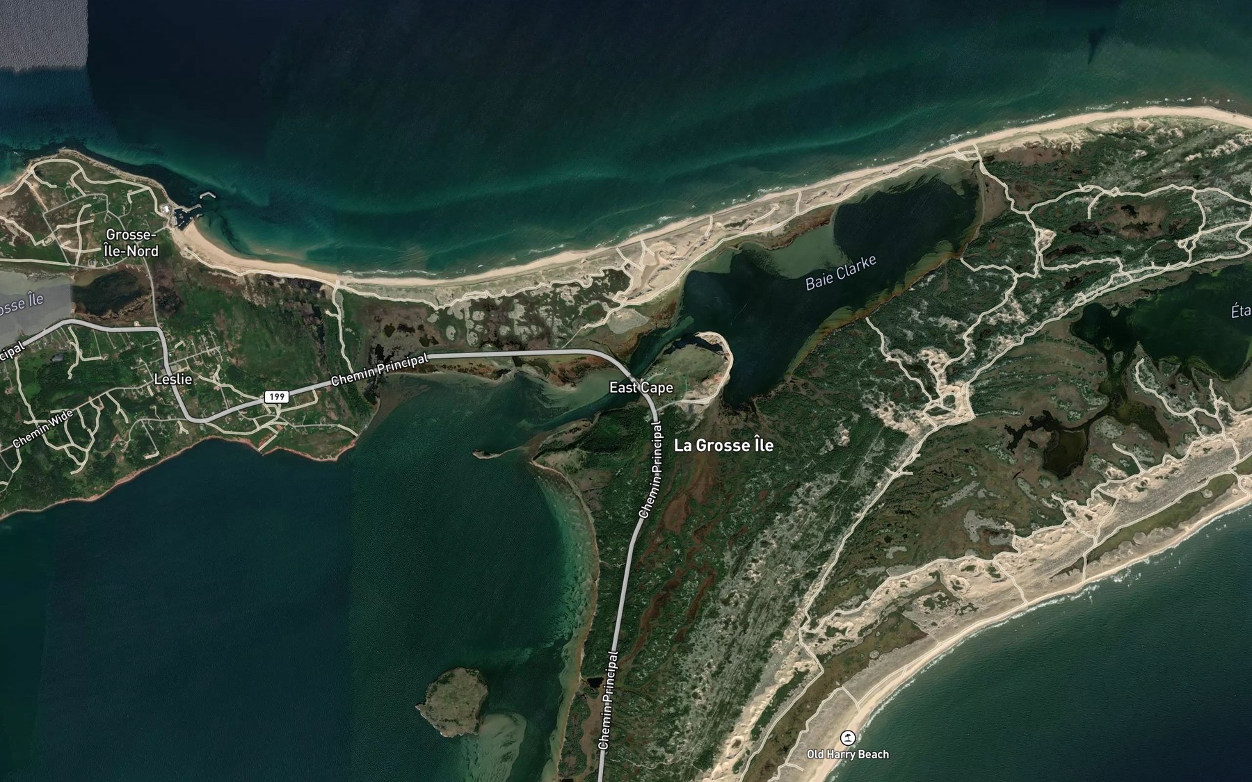 Satellite map of the Chenal d'East Cape