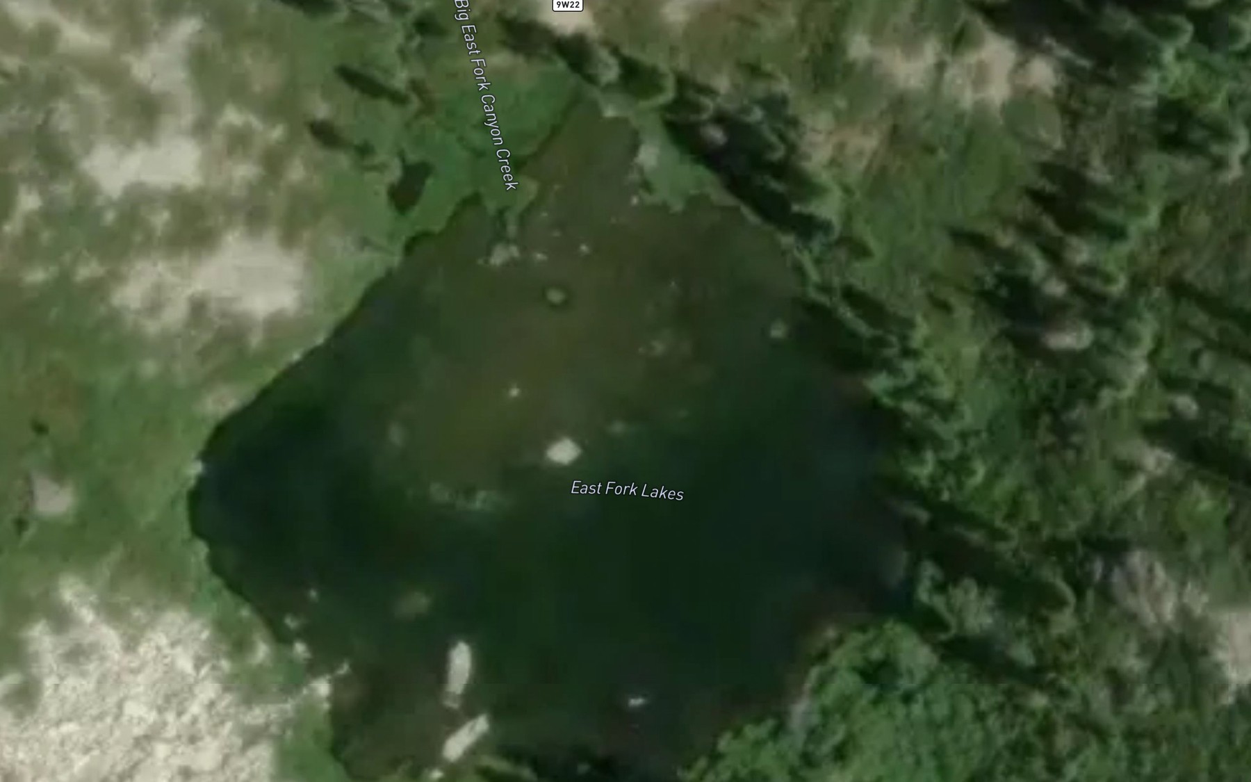 Satellite map of the East Fork Lakes