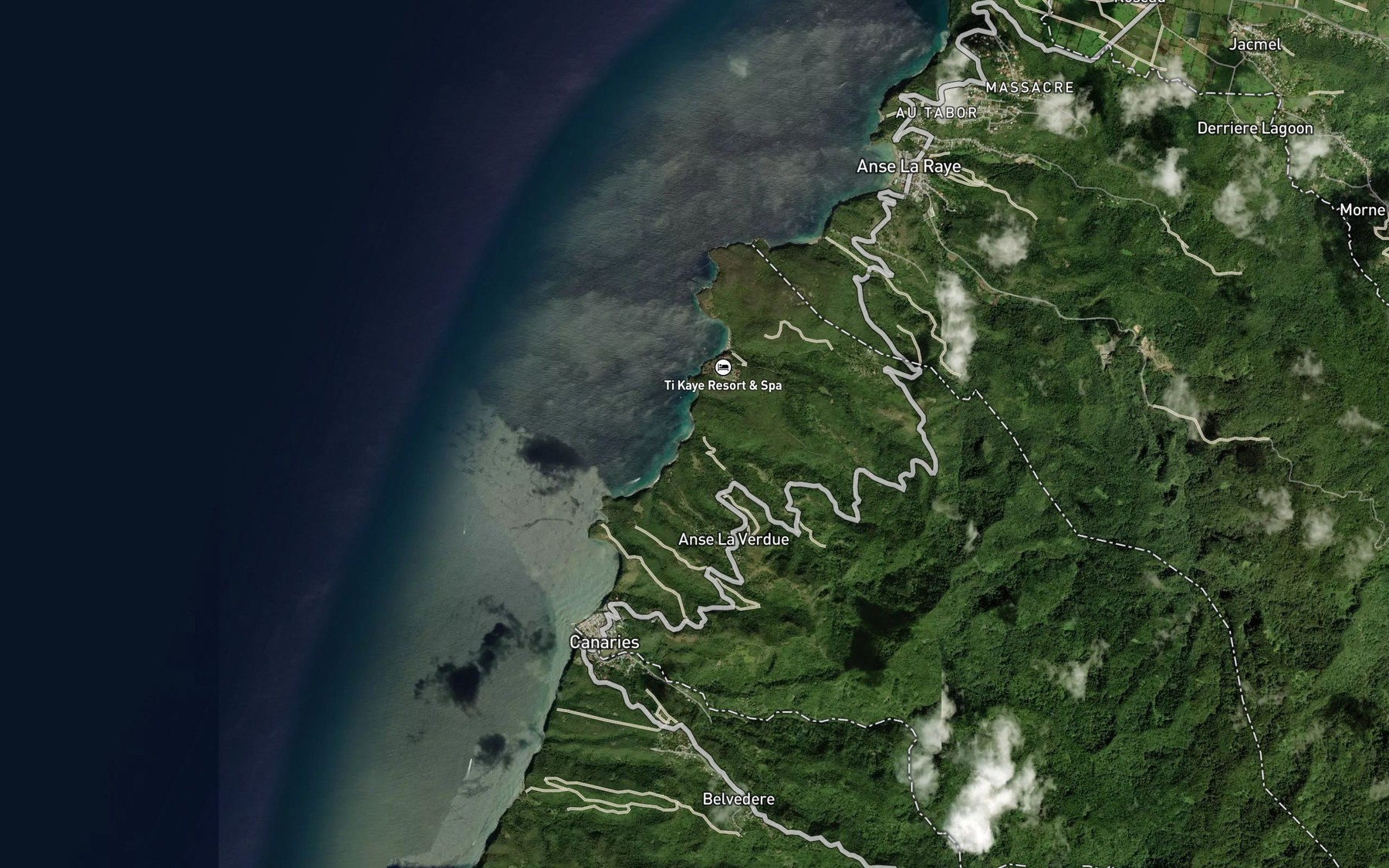 Satellite map of the Anse La Verdure River