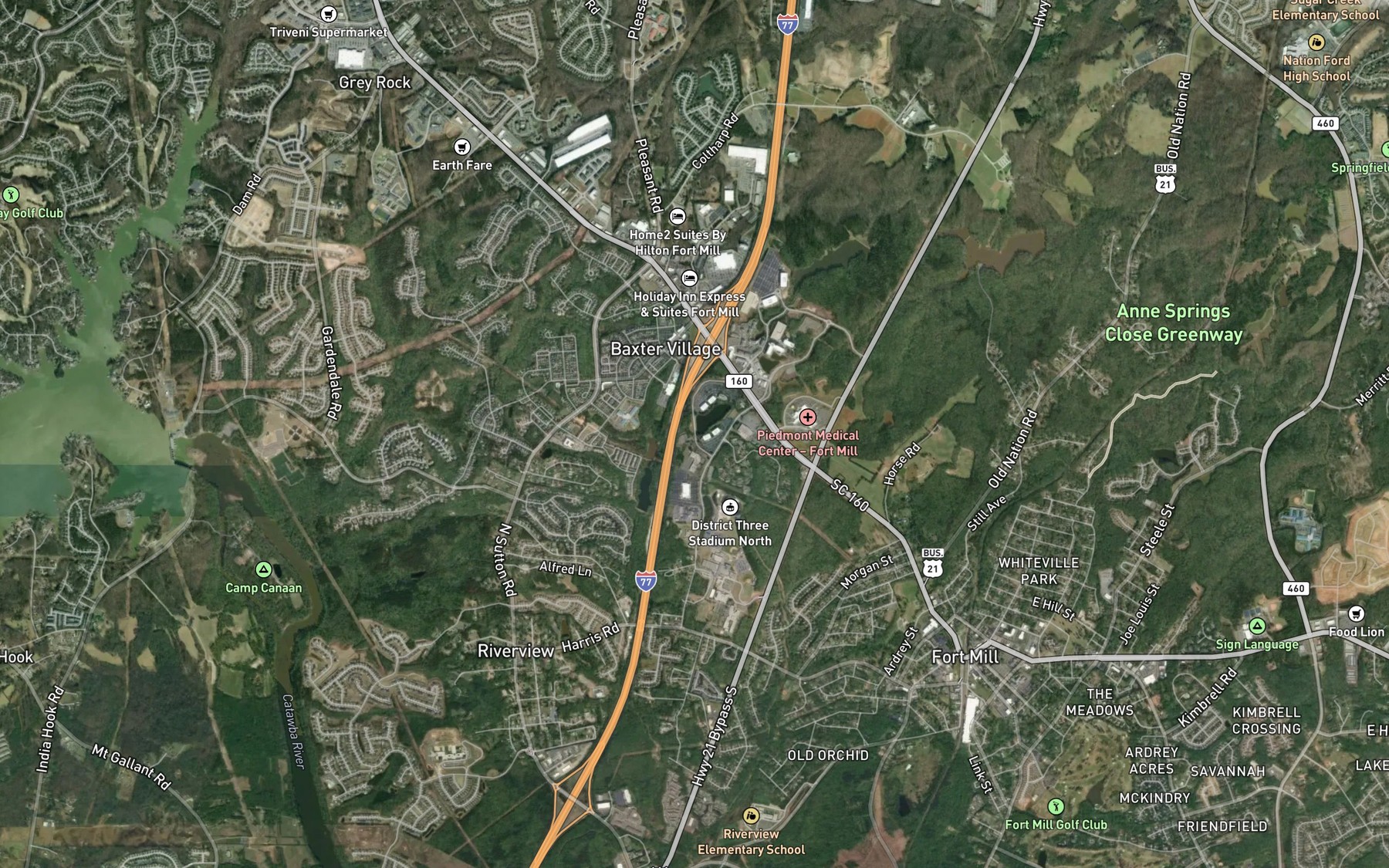 Satellite map of the Stalling Pond