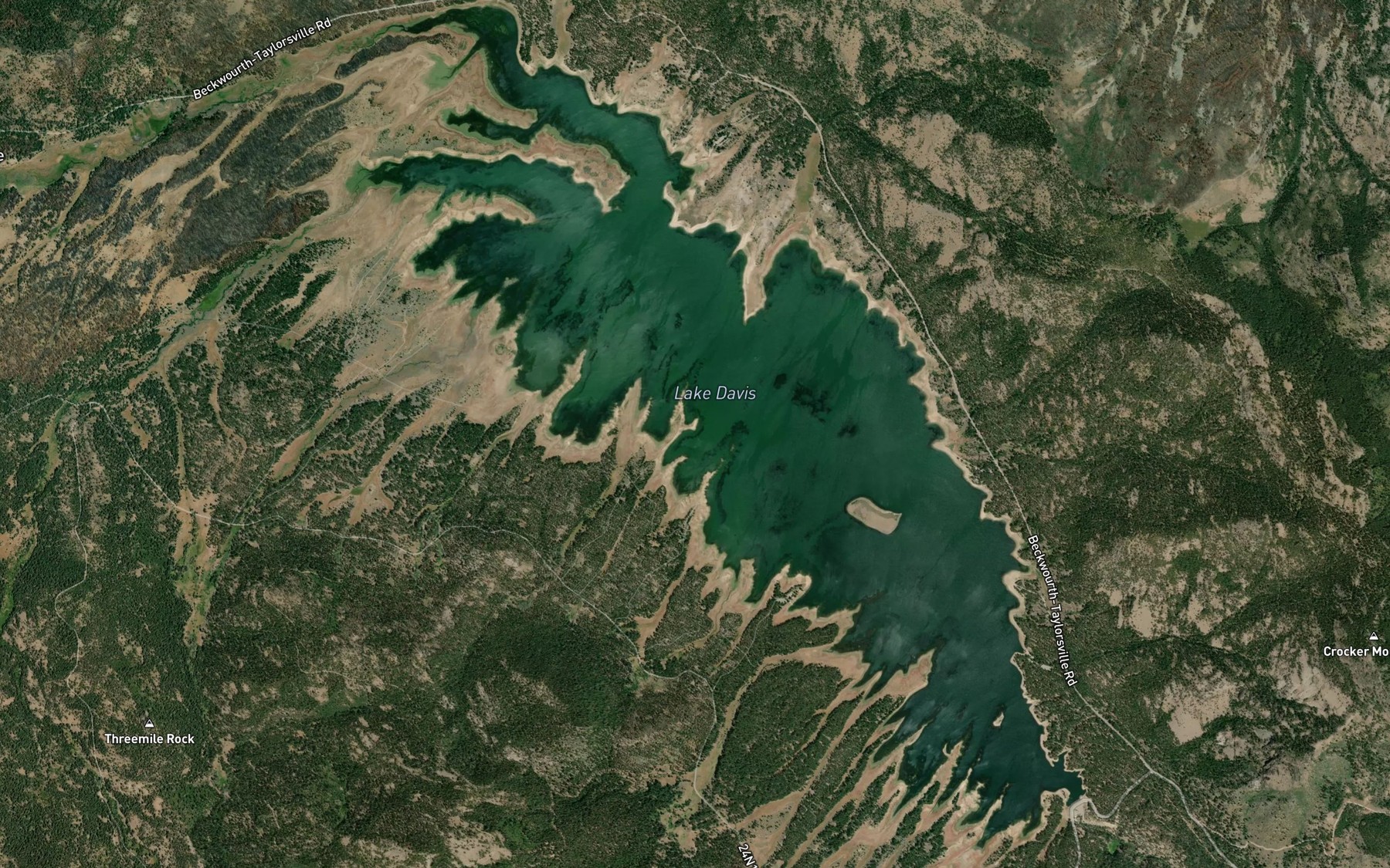 Satellite map of the Lake Davis