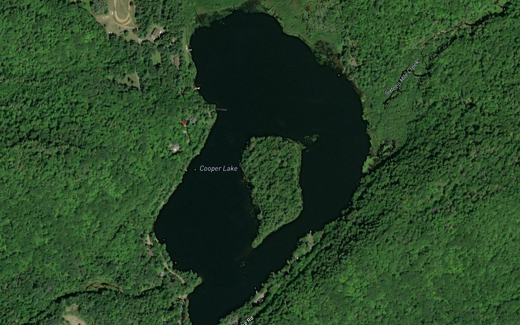 Satellite map of the Cooper Lake