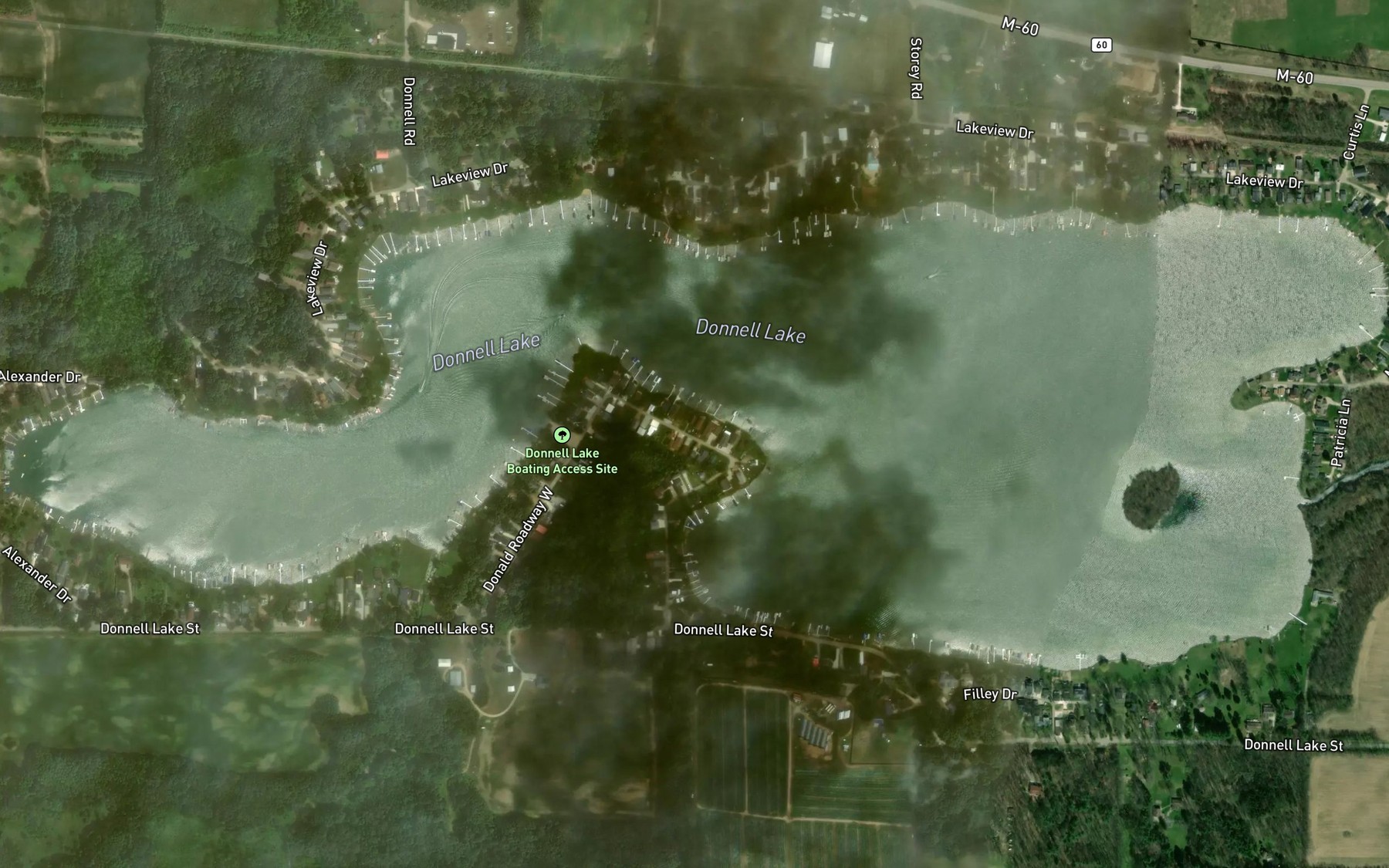 Satellite map of the Donnell Lake