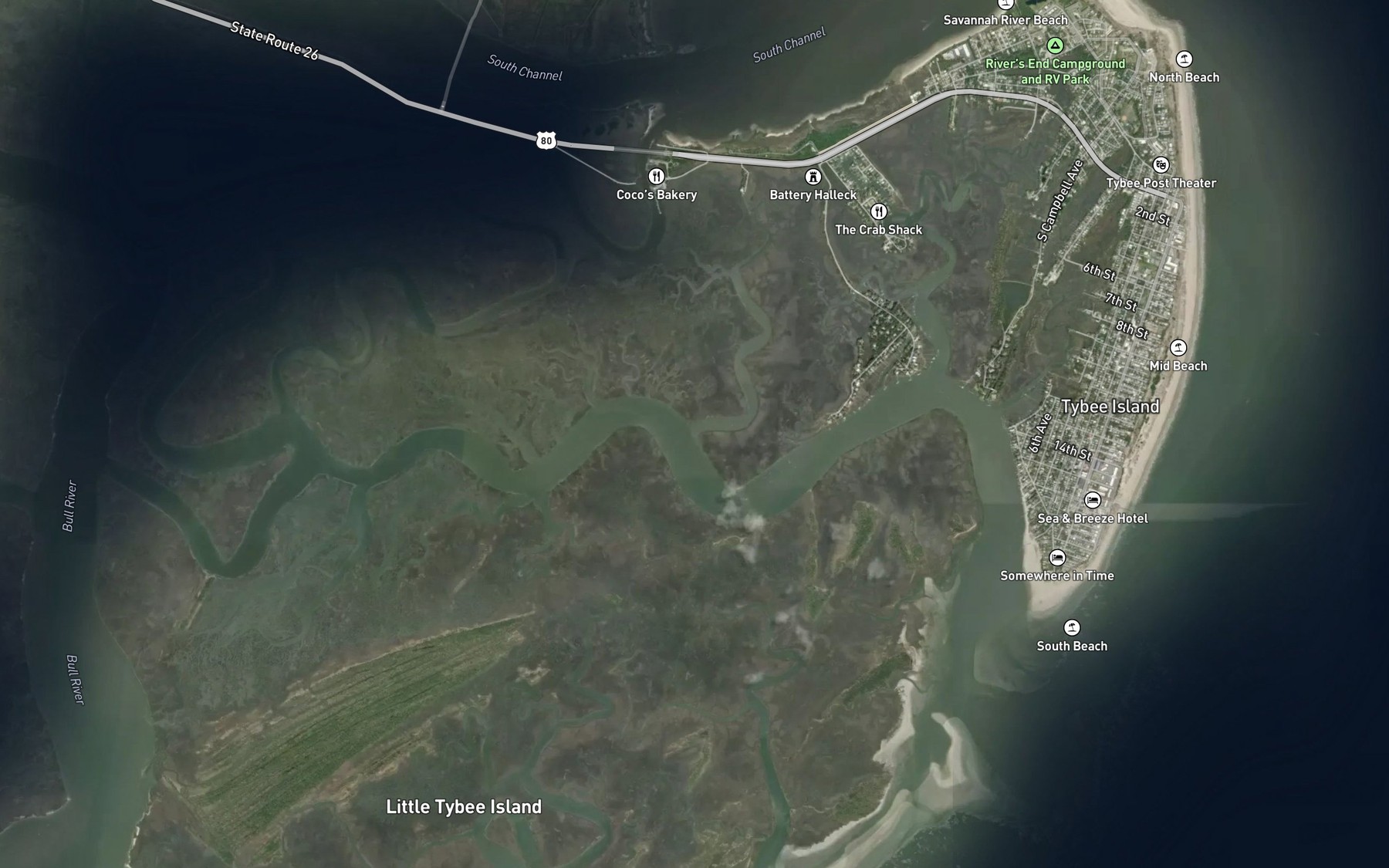 Satellite map of the Carter Creek