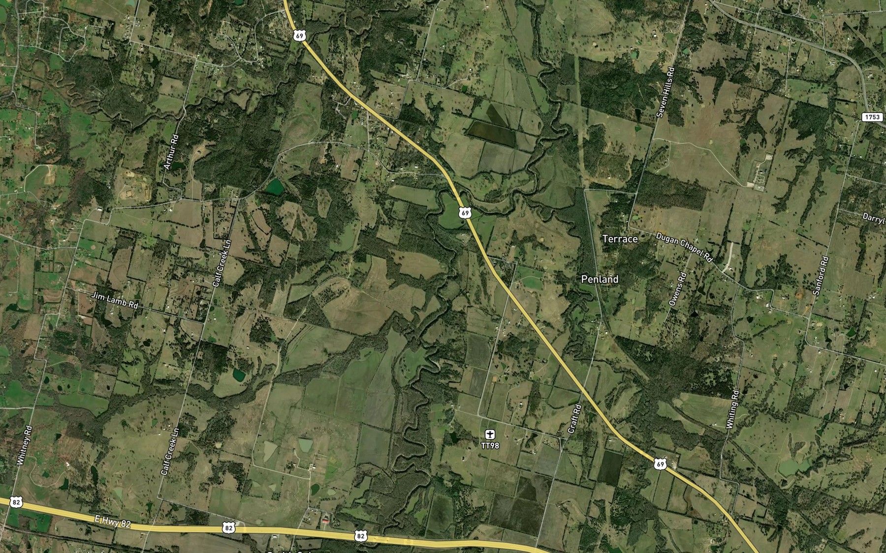 Satellite map of the Jack Branch