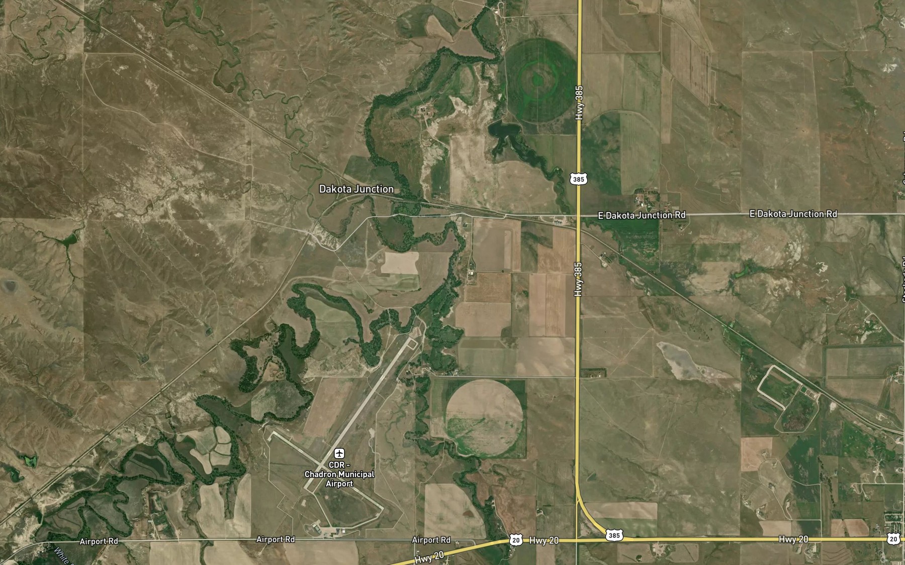 Satellite map of the Chadron Creek