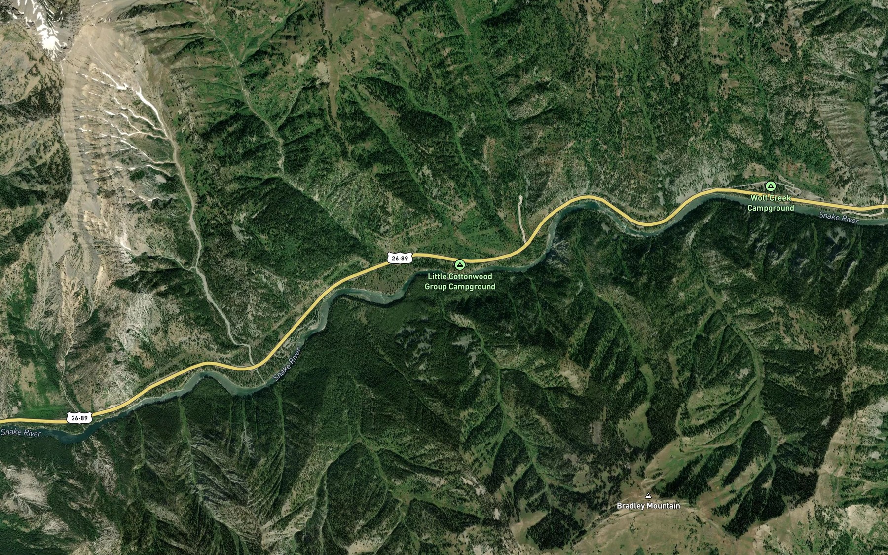 Satellite map of the Placer Creek