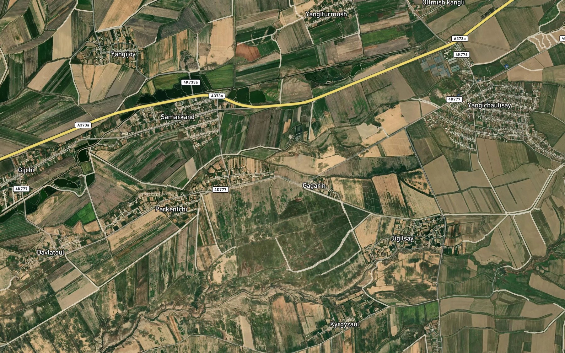 Satellite map of the Toshkent Kanali