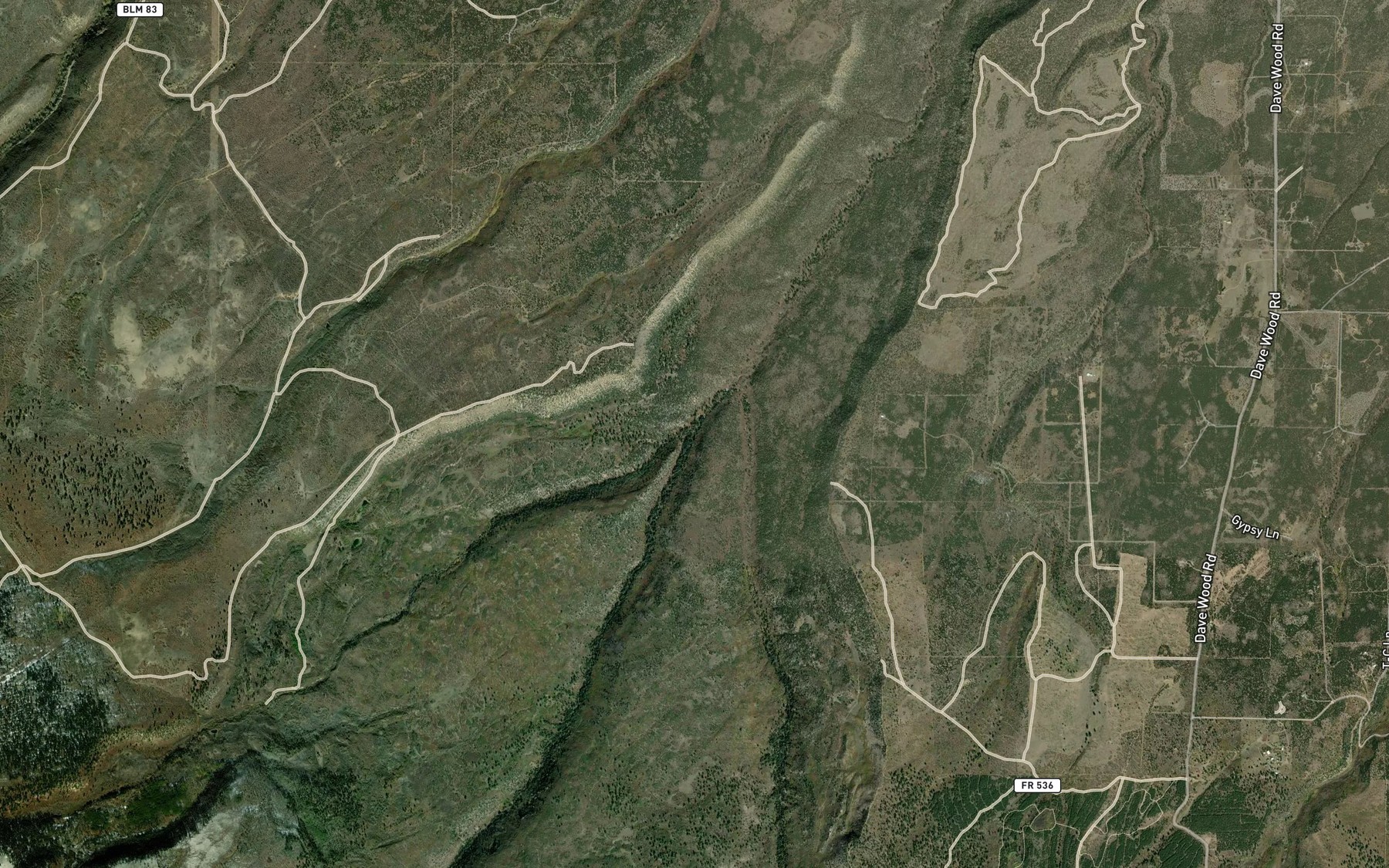Satellite map of the West Fork Spring Creek