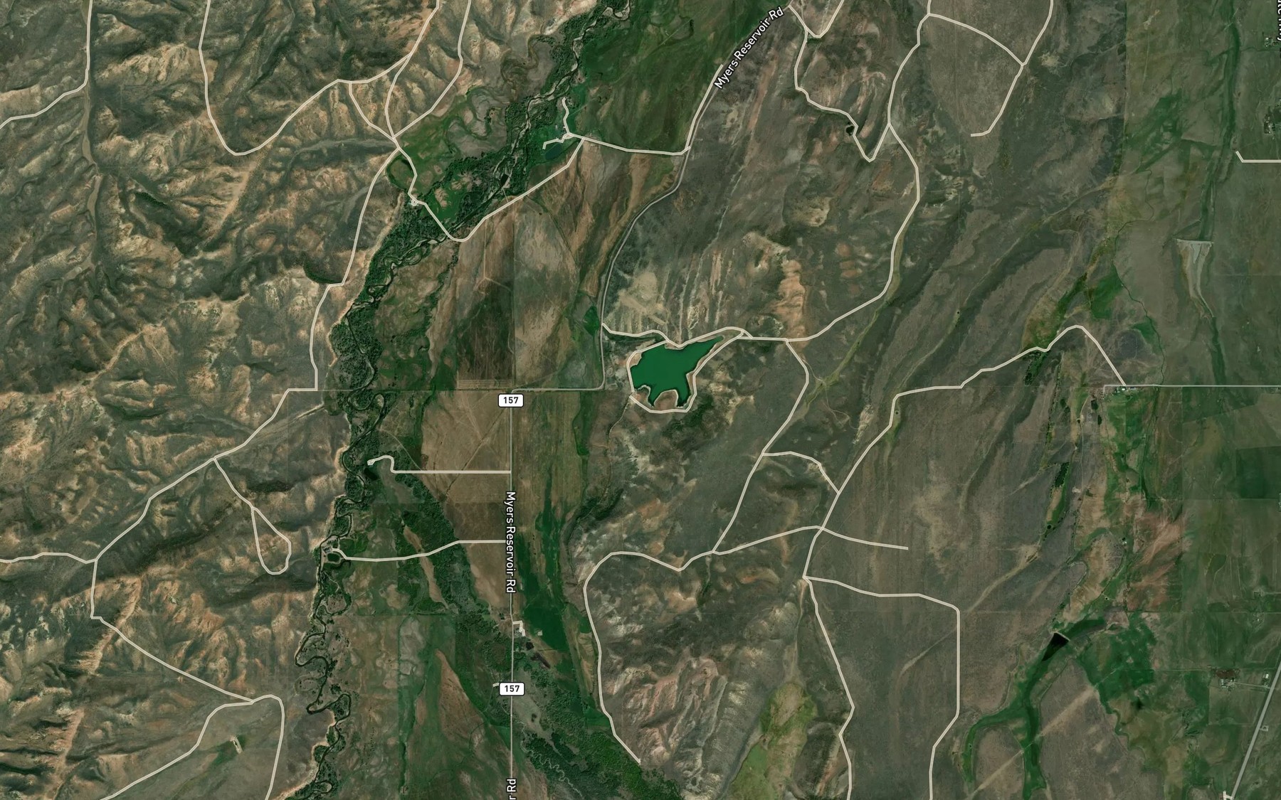 Satellite map of the Myers Reservoir