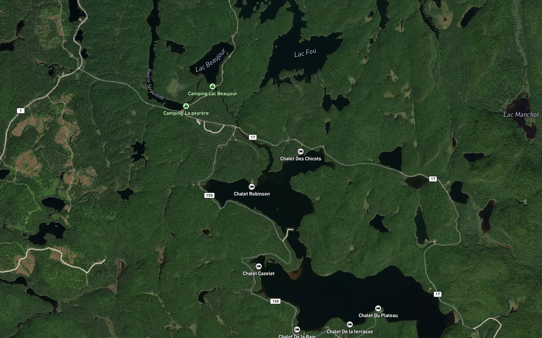 Satellite map of the Riviere Serpentine