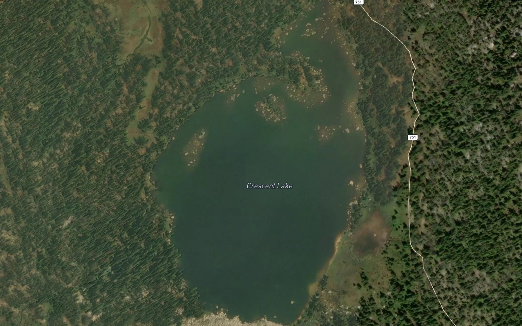 Satellite map of the Crescent Lake