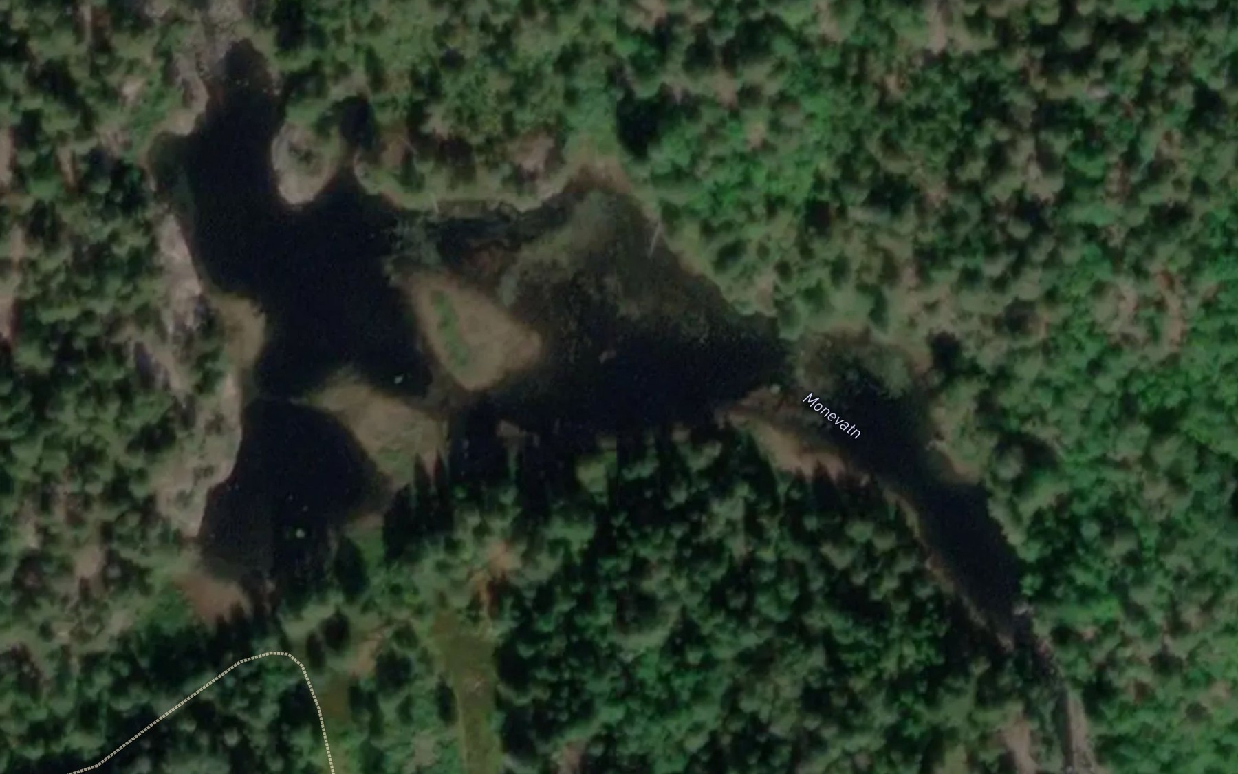 Satellite map of the Monevatn