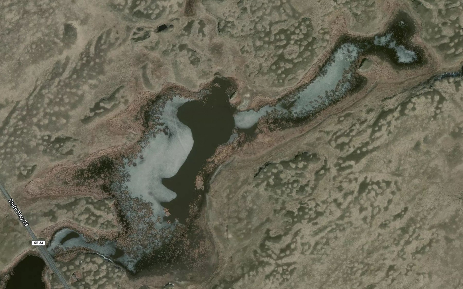 Satellite map of the Crooked Knee Lake