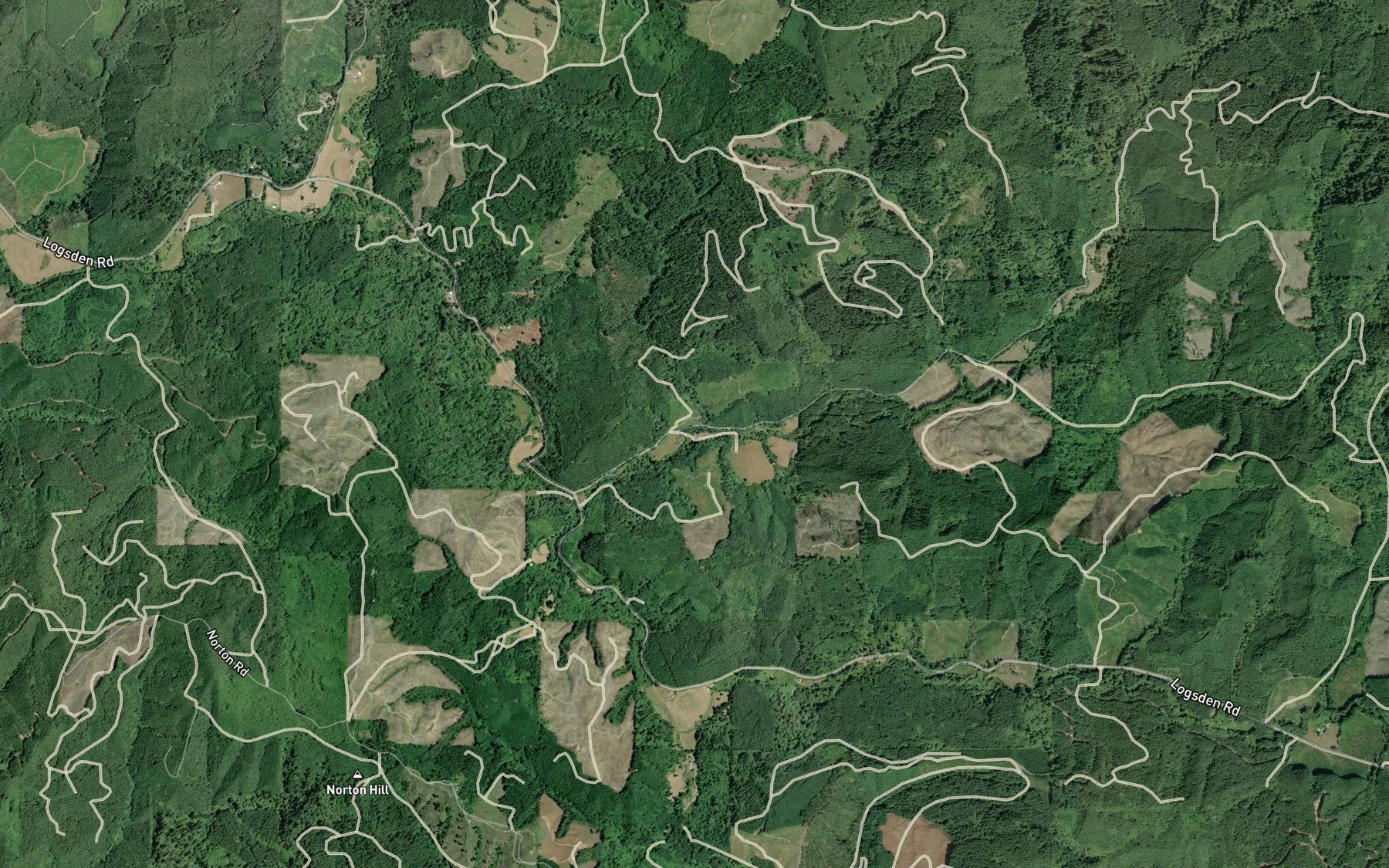 Satellite map of the Rudder Creek