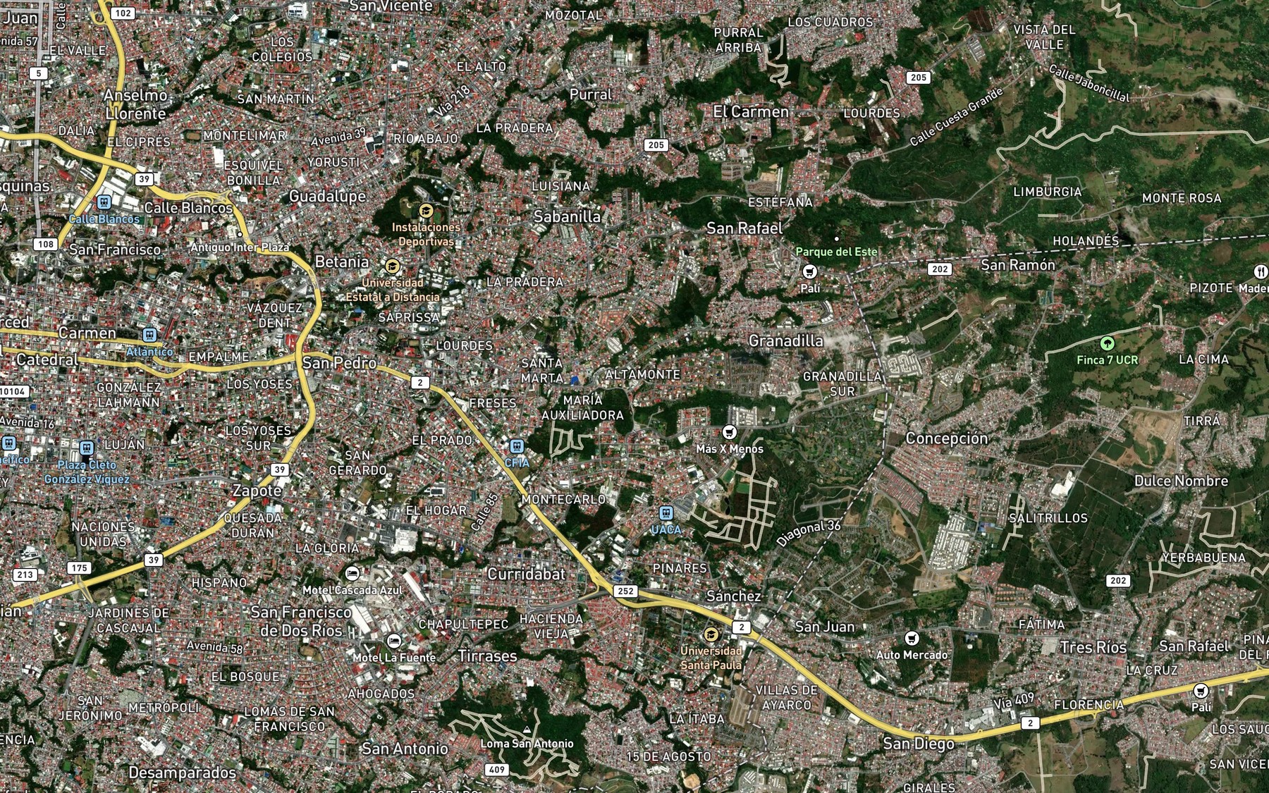 Satellite map of the Quebrada Mina