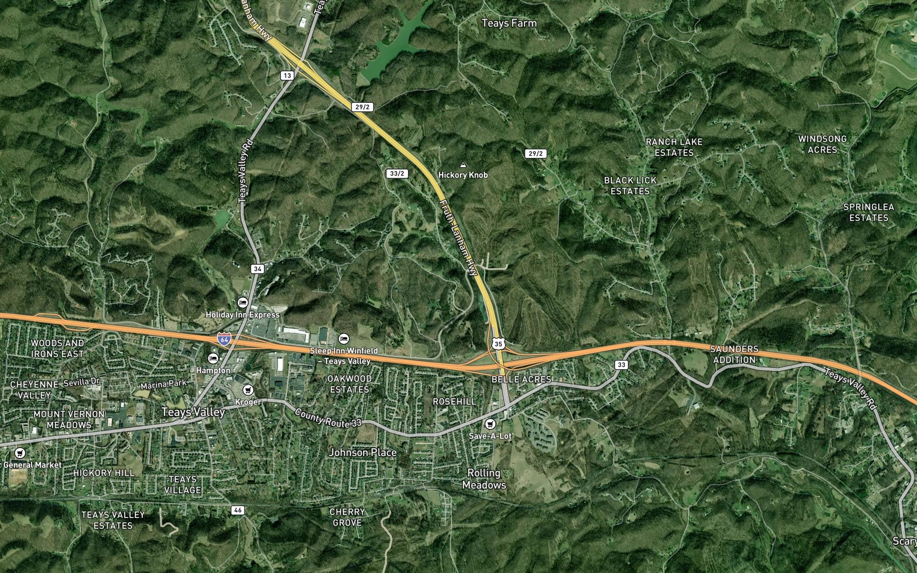 Satellite map of the Cottle Spring