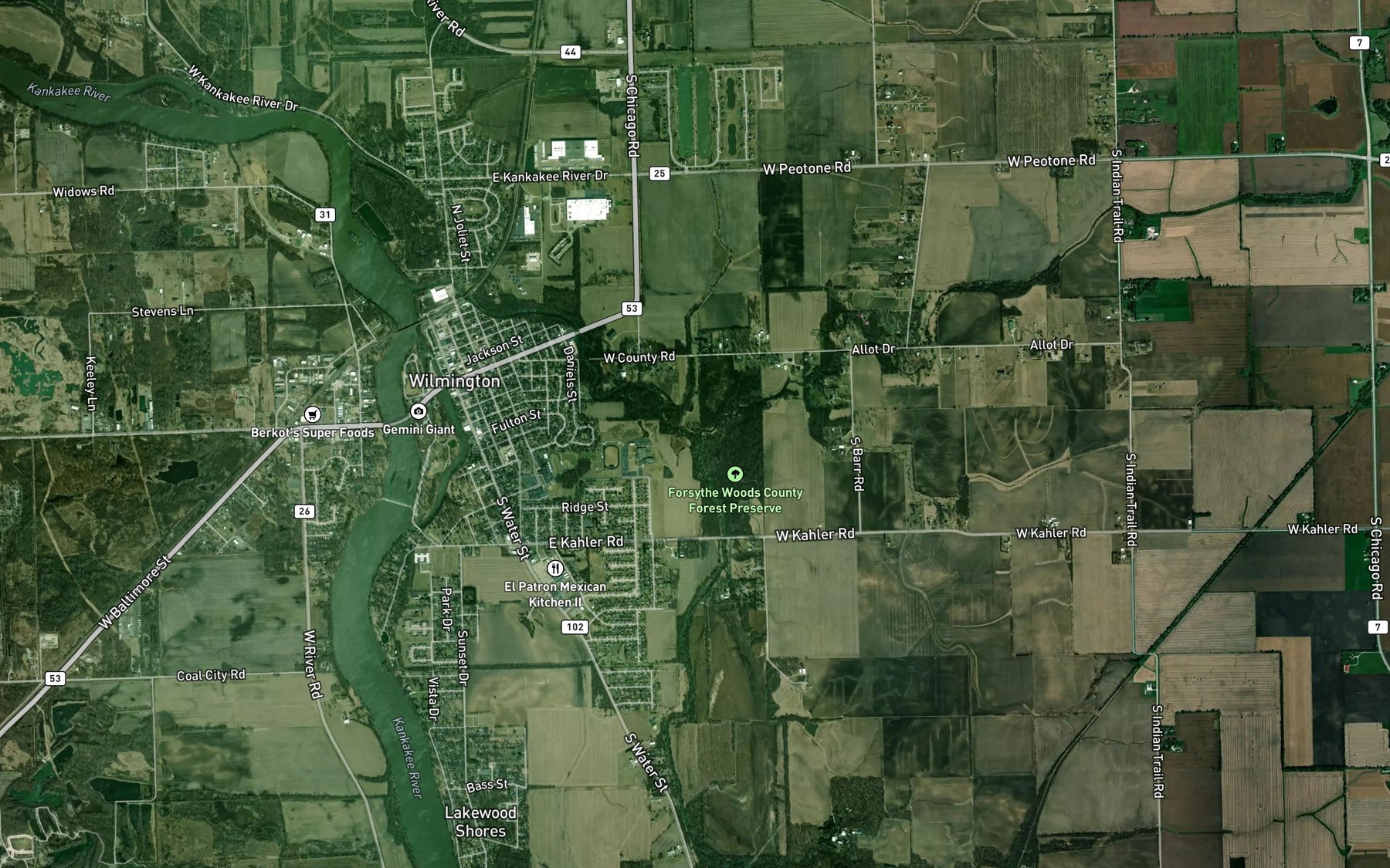 Satellite map of the Jordan Creek