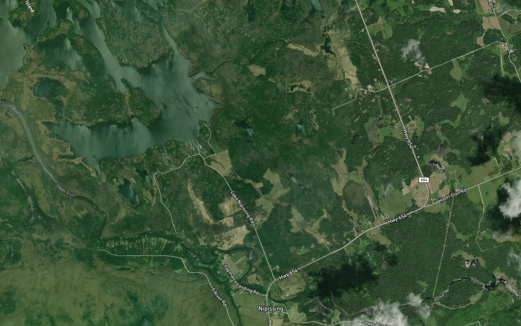 Satellite map of the Wade's Creek