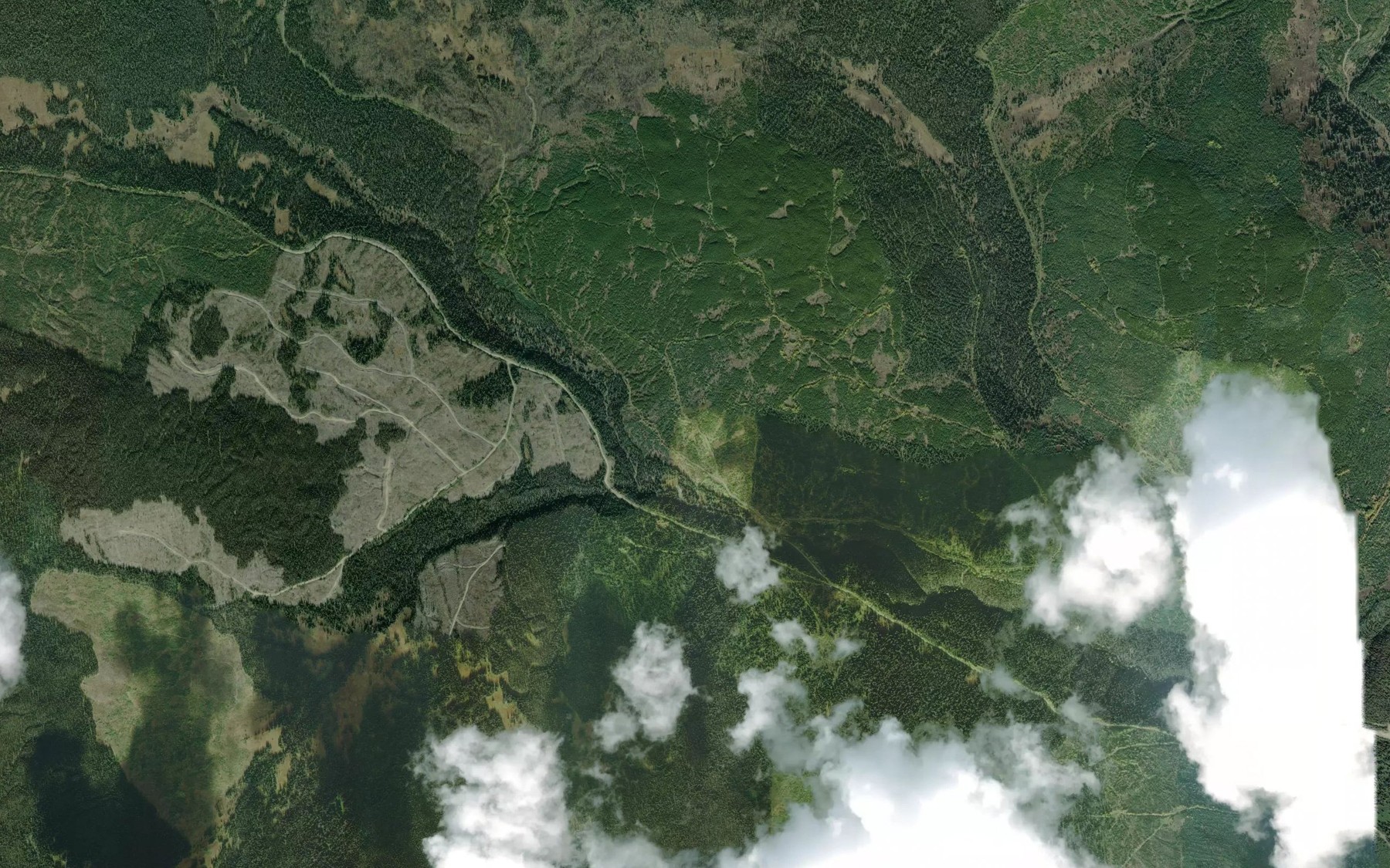 Satellite map of the Honest John Creek