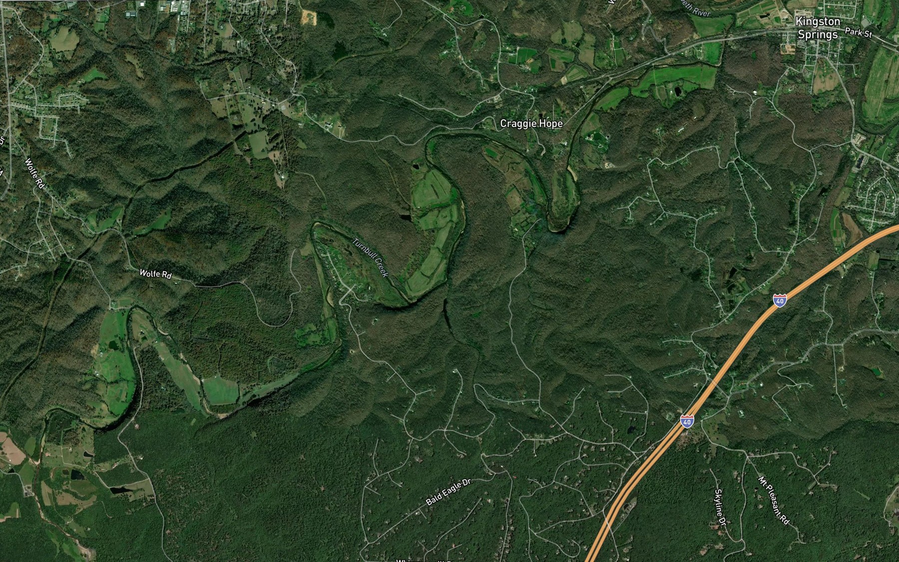 Satellite map of the Talley Branch